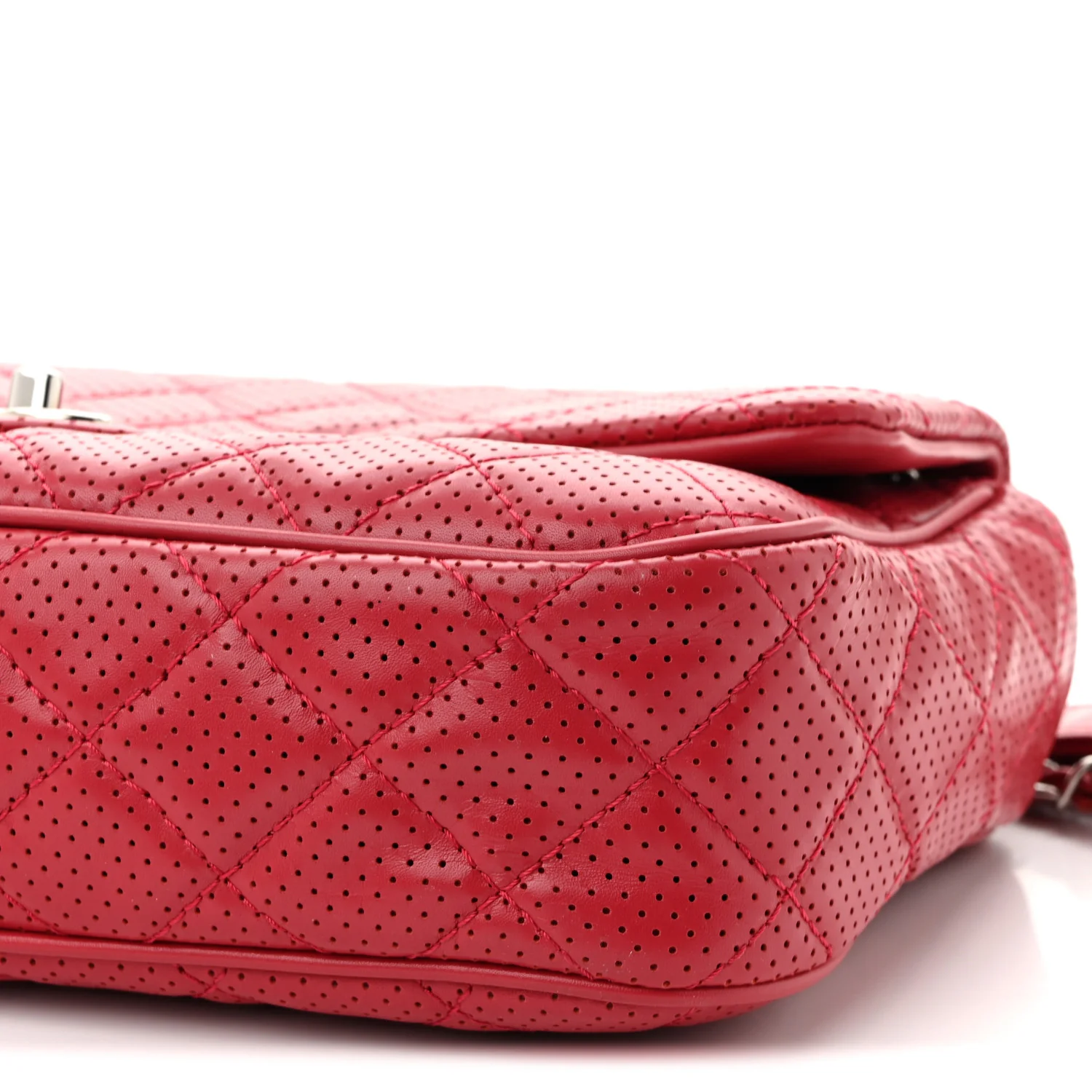 Lambskin Perforated Jumbo Punch Flap Dark Pink