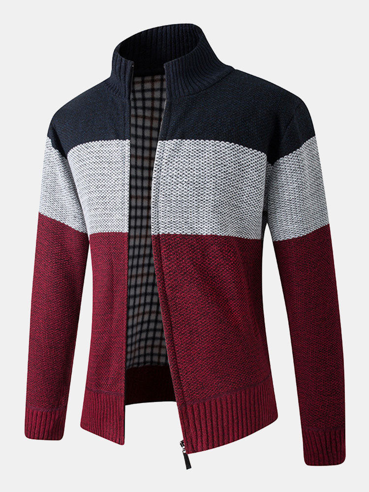 Pull zippé à empiècements colorés