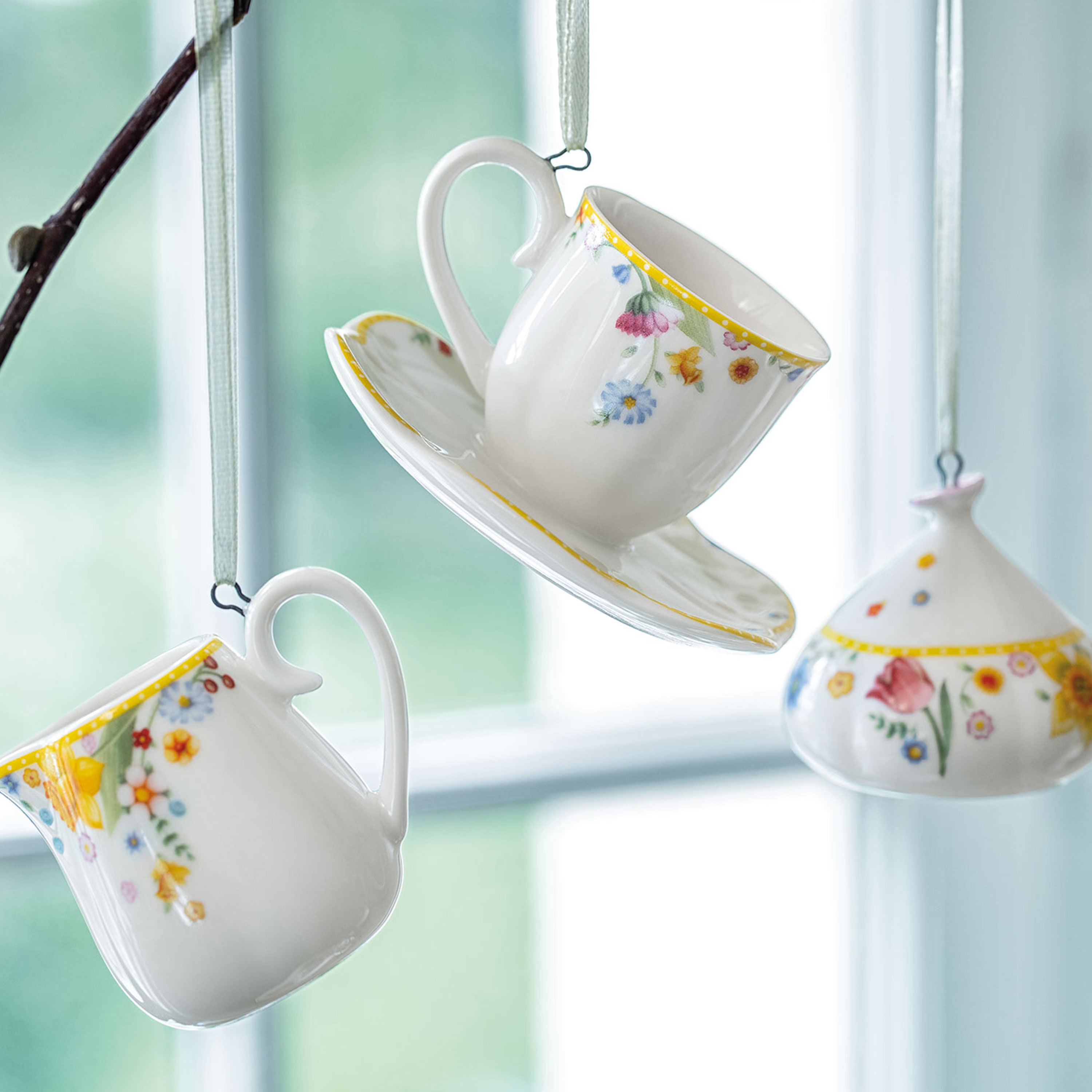 Spring Awakening Easter ornaments - Yellow, Premium Porcelain
