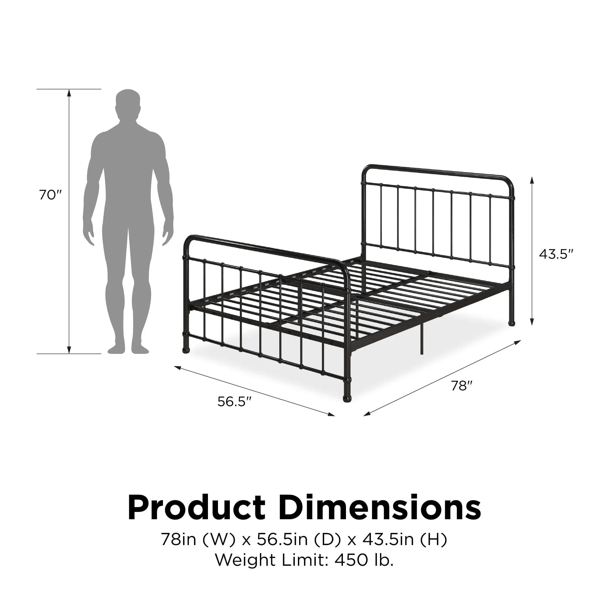 Better Homes & Gardens Kelsey Full Metal Bed, Black