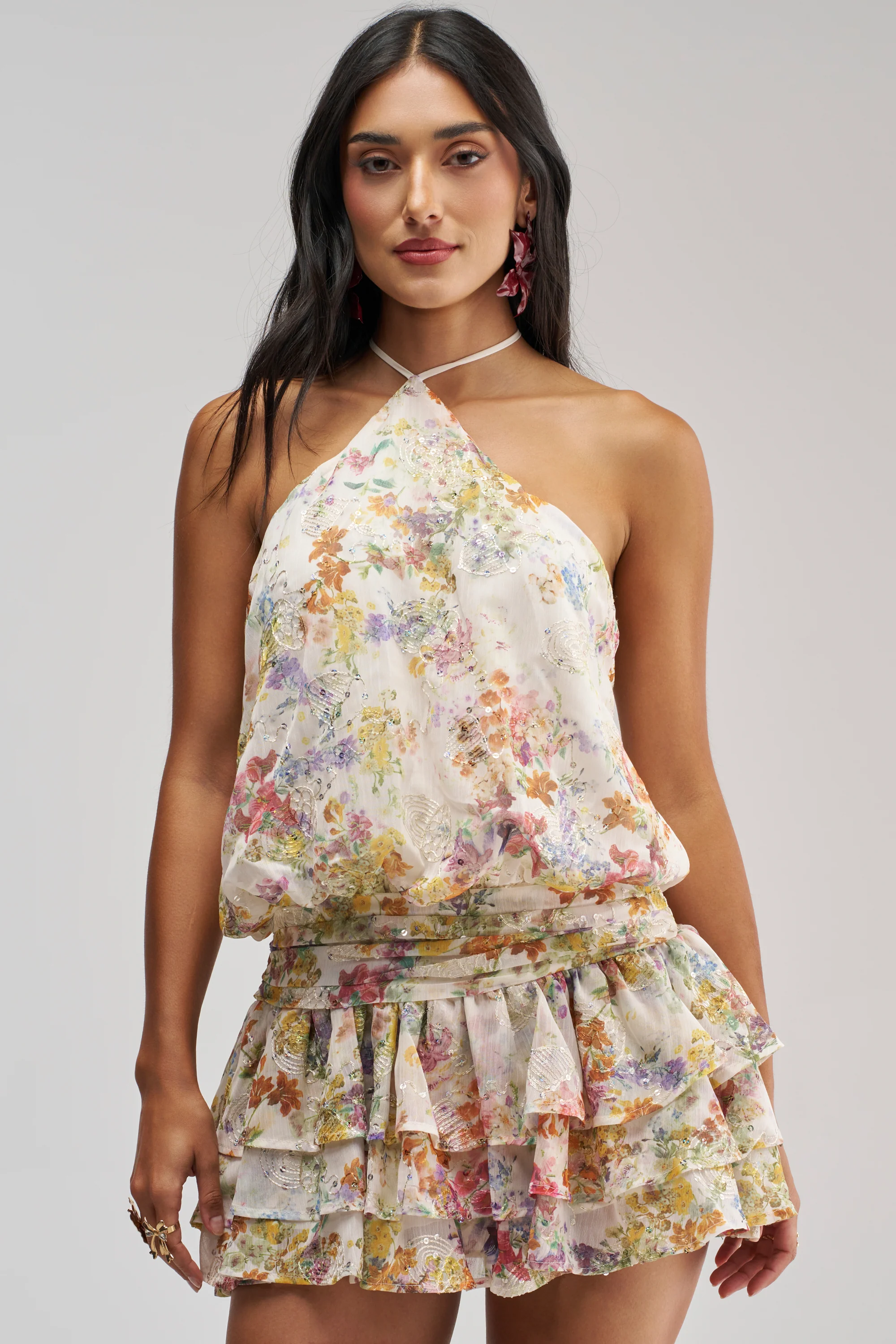 GARDEN PARTY MINI DRESS IN WHITE FLORAL - Akira Store