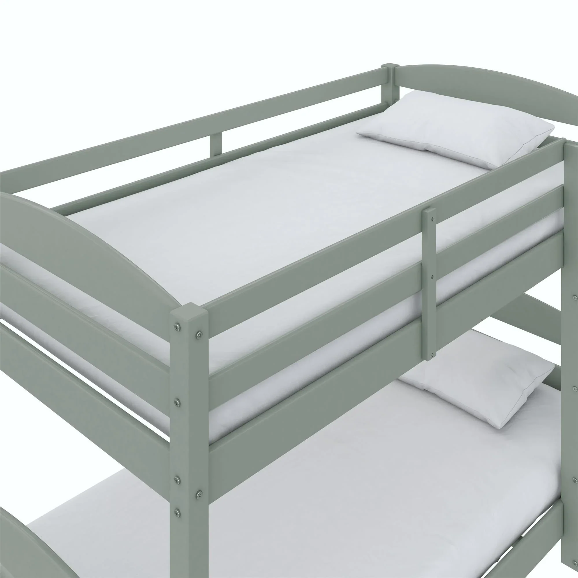 Better Homes & Gardens Leighton Solid Wood Twin-over-Twin Convertible Bunk Bed, Sage Green