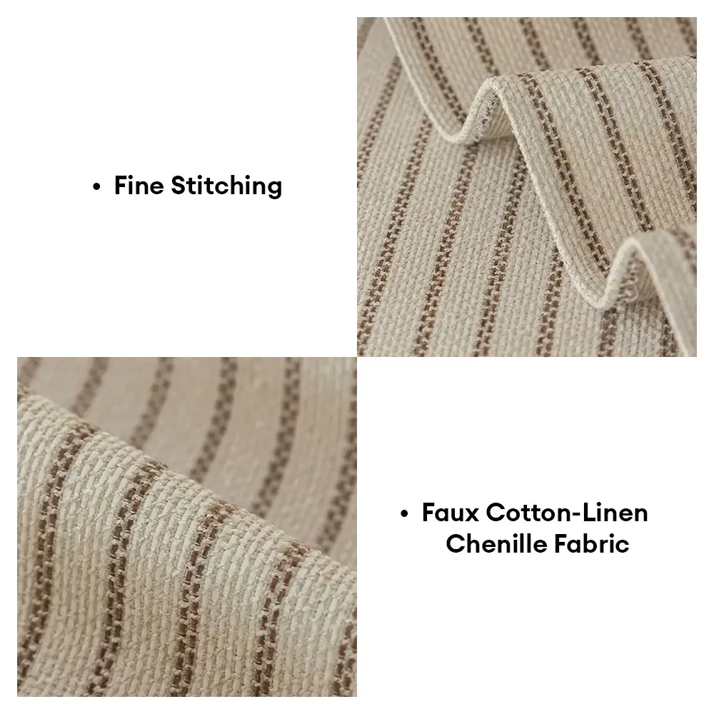 Faux Cotton-Linen Chenille Striped Breathable Scratch-Resistant Couch Cover