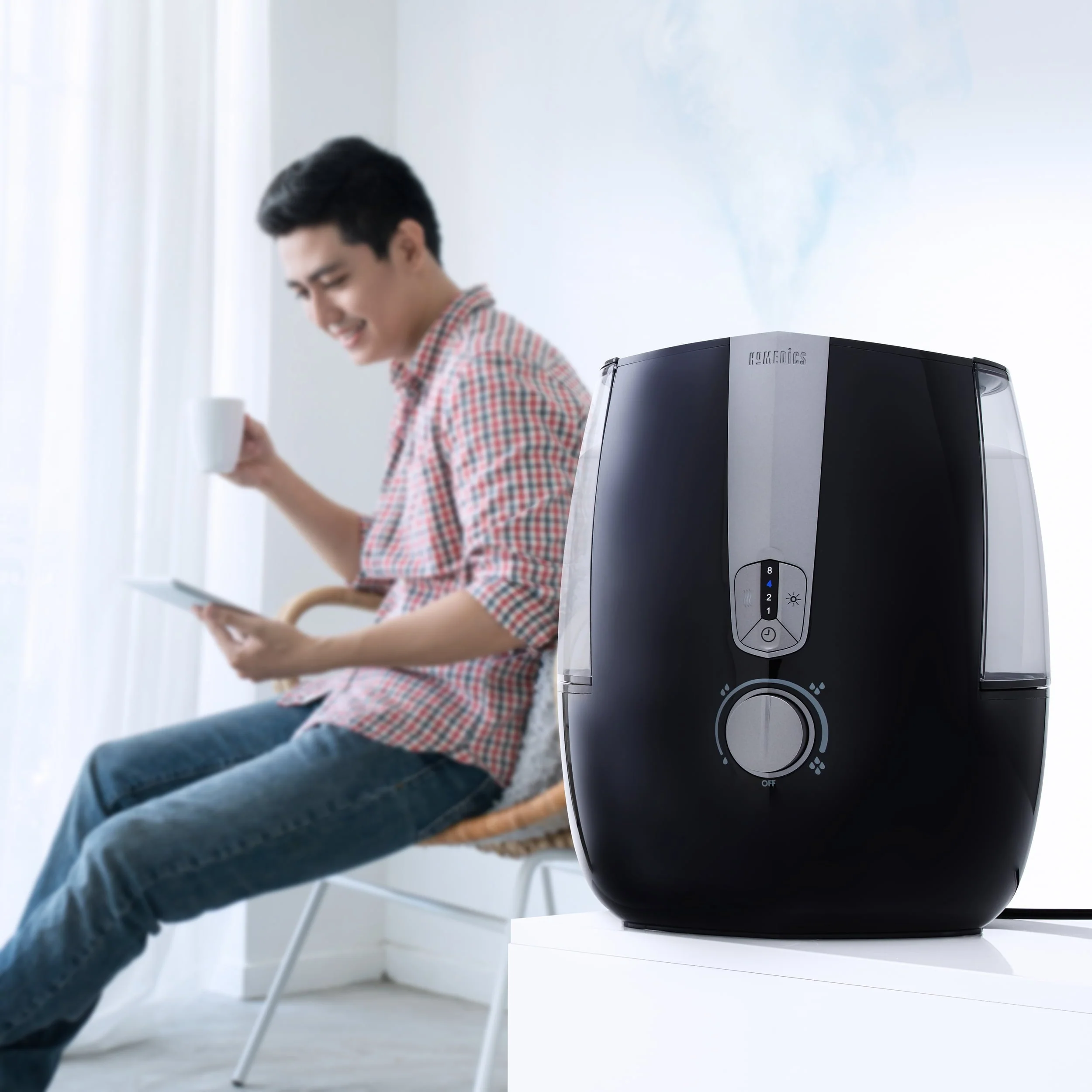 Homedics Total Comfort Plus Ultrasonic Humidifier, 5 3L Water Tank with Warm and Cool Mist with Auto Shutoff, 547 sq / ft Coverage Area Image 6