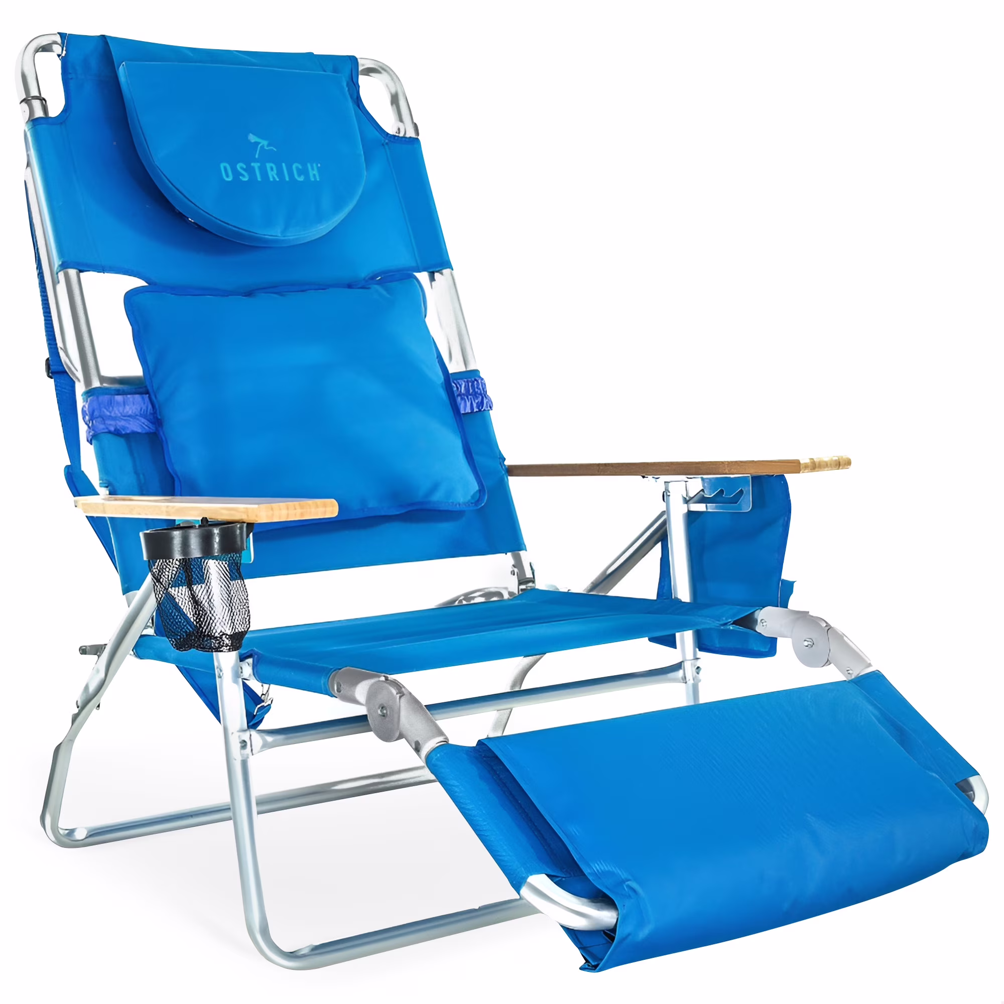 Deluxe 3N1 Lightweight Outdoor Beach Lounge Chair w/Footrest, Pink(Pink) - Image 5