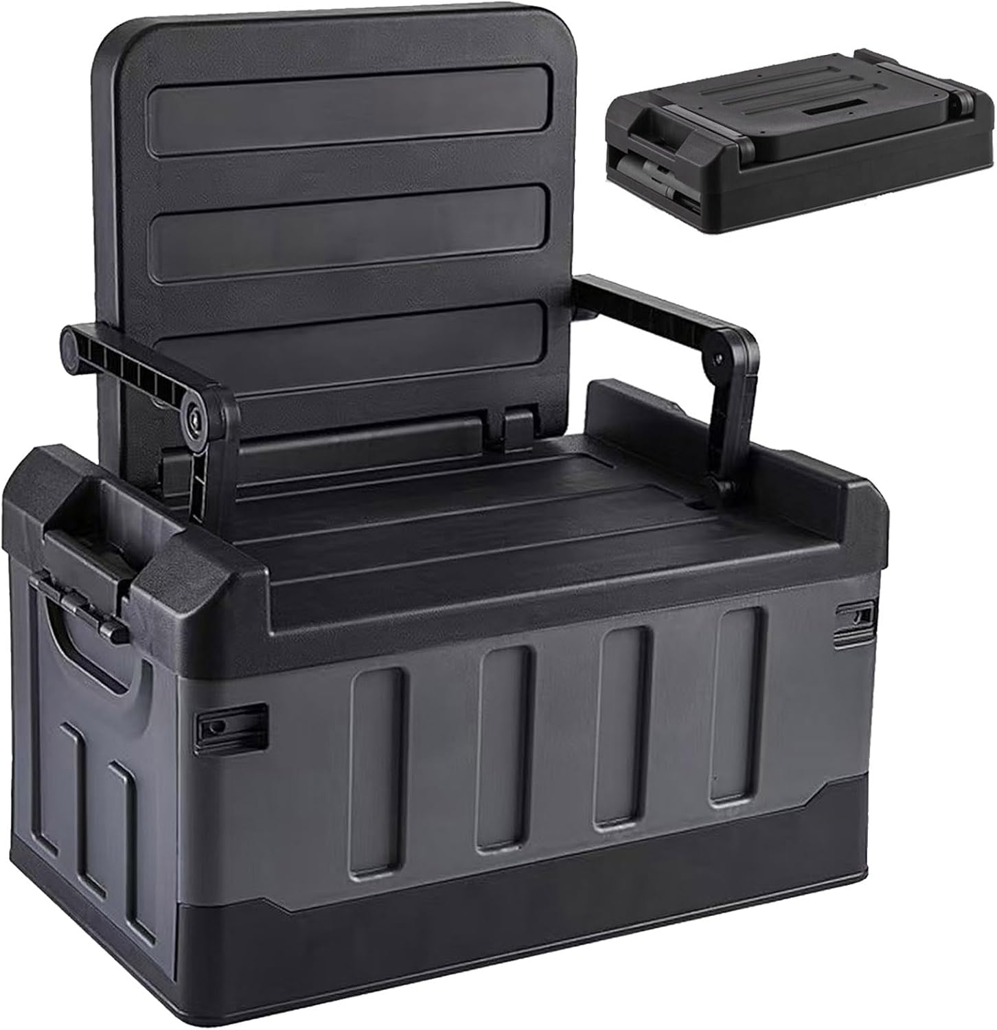 60L Foldable Seatable Camping Box Storage Bins with Lids Trunk Organizer