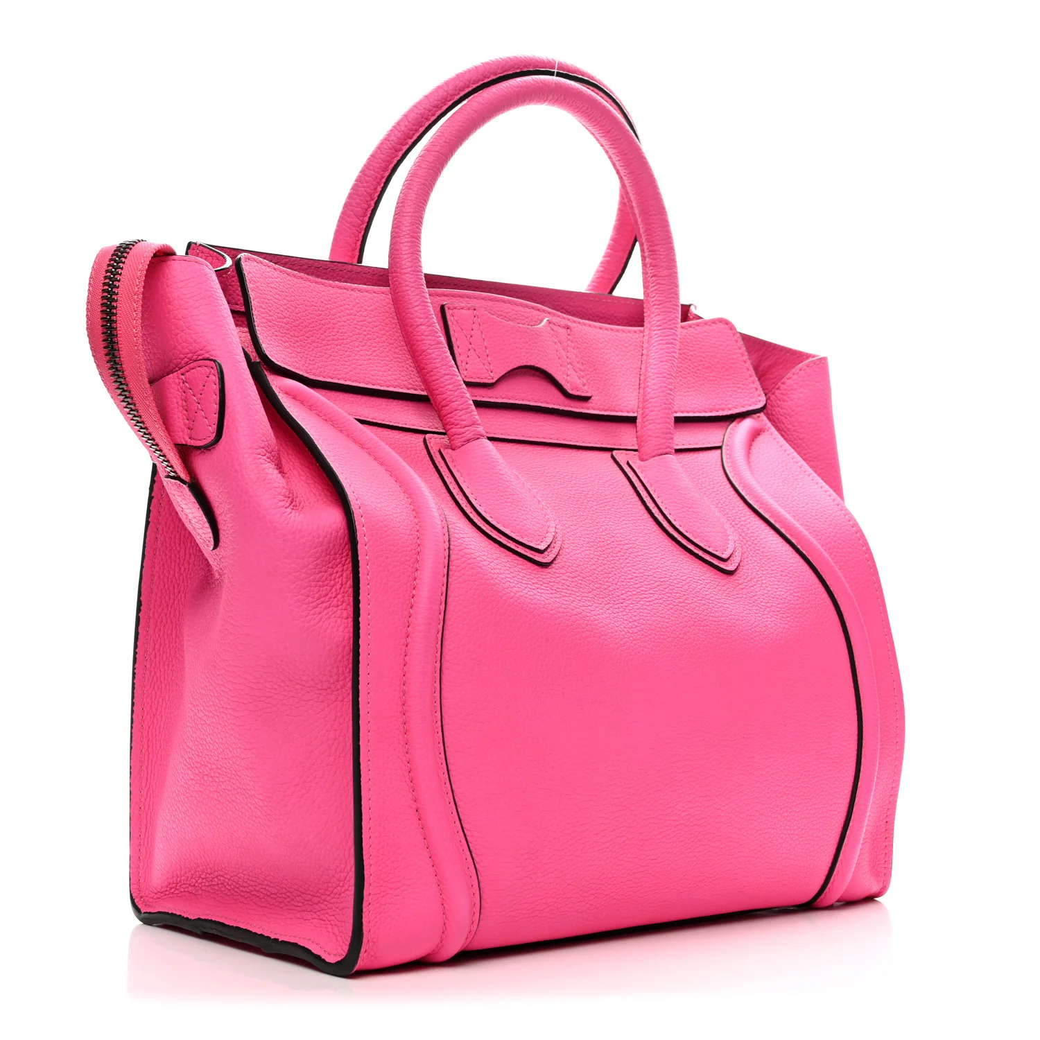 Drummed Calfskin Mini Luggage Fluo Pink
