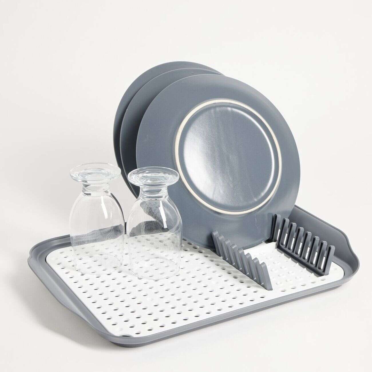 Égouttoir à vaisselle 30,3x41,5x3,8cm plastique gris et blanc