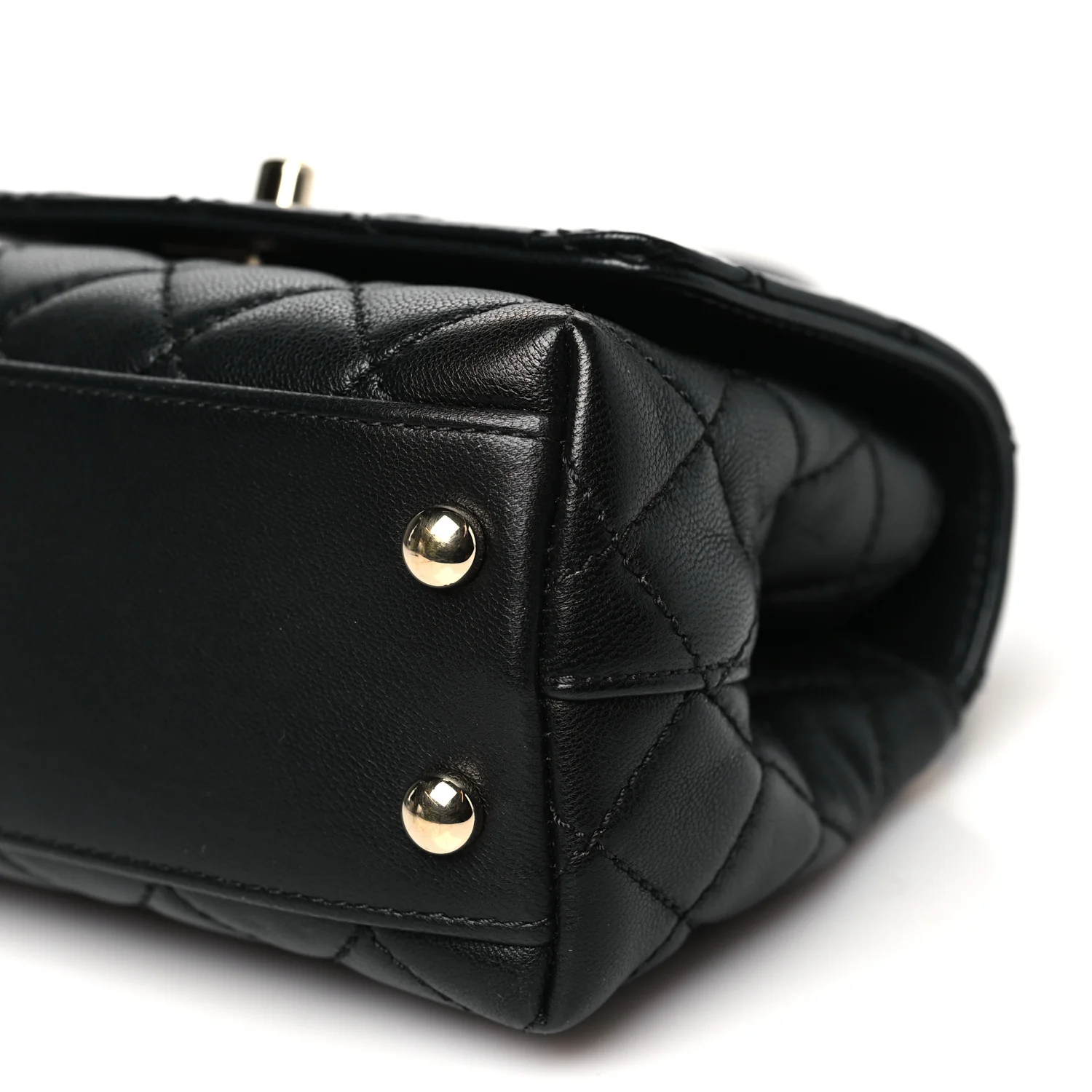 Goatskin Quilted Rainbow Extra Mini Coco Handle Flap Black