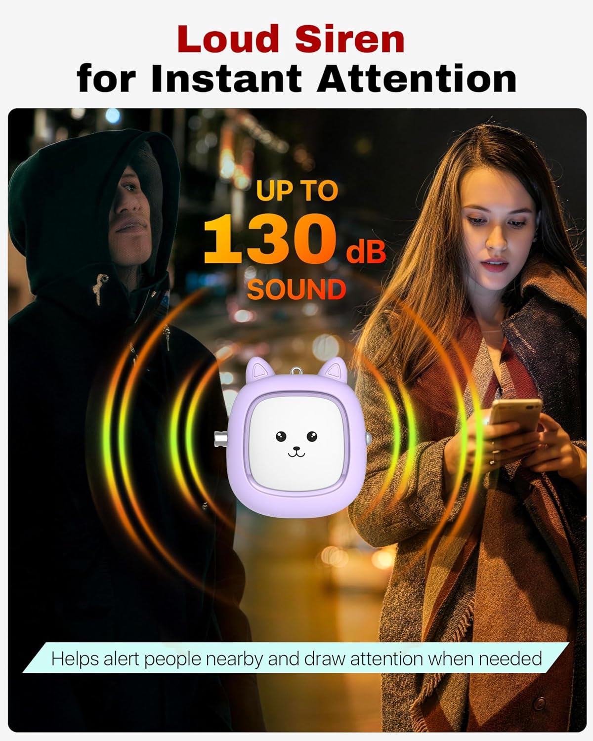 Personal Safety Alarm, VIGOROAD 3 Pack Loud 130dB Siren Emergency Panic Alarm with LED Light, Easy Pull Pin Keychain Self-Defense Security Alarm for Women, Seniors, Kids