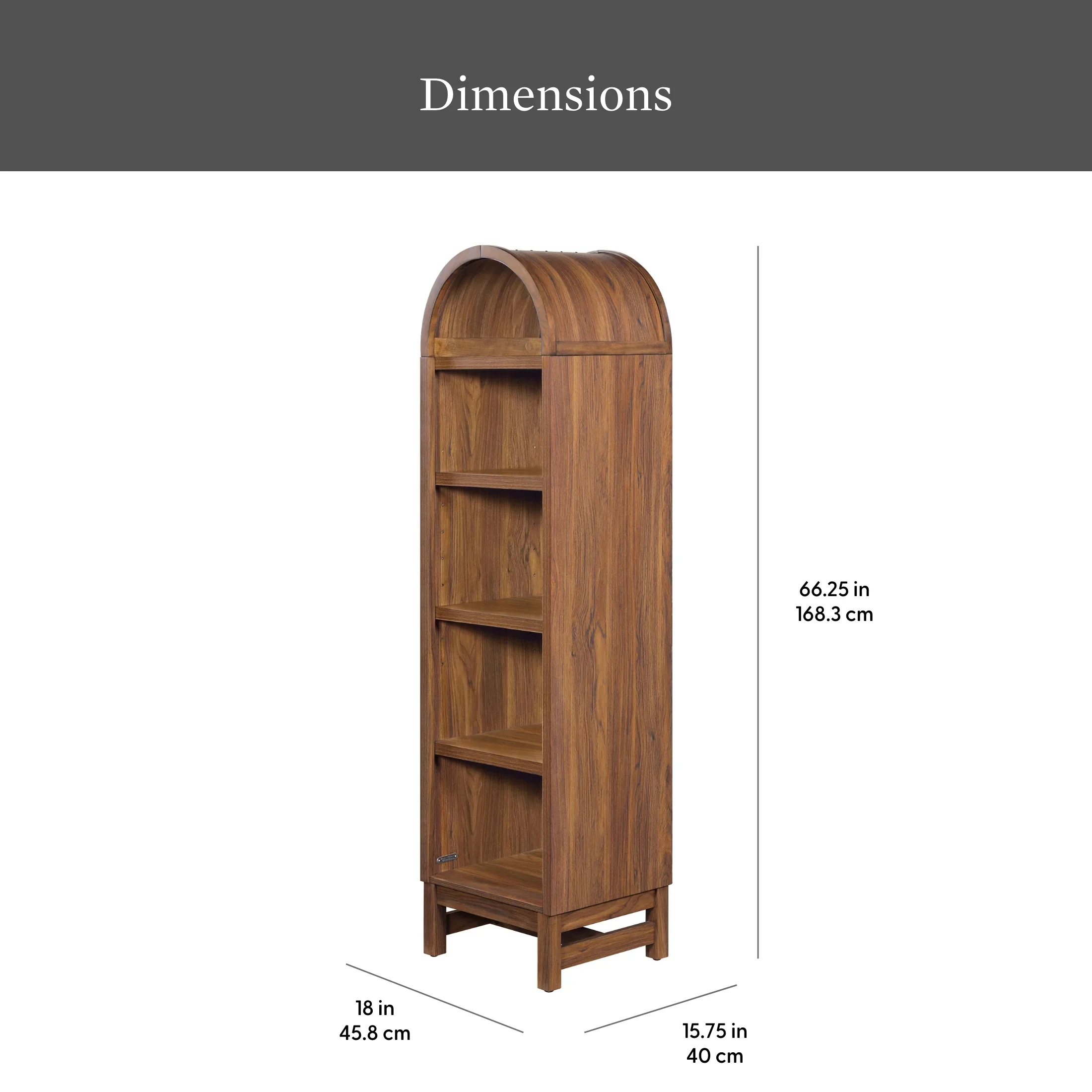 Better Homes & Gardens Juliet Narrow Arch Bookcase, Deep Green and Light Honey