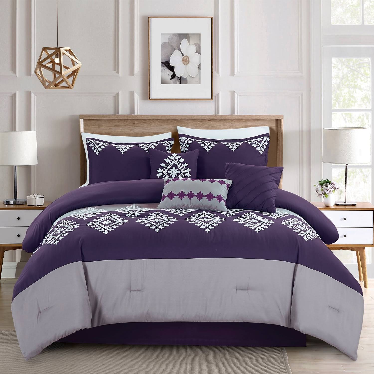 Jml 1200 Thread Count 7 Piece Bed in A Bag, Queen with Comforter, Pillowcases, Bed Skirt, Cushions, Rectangle Pillow