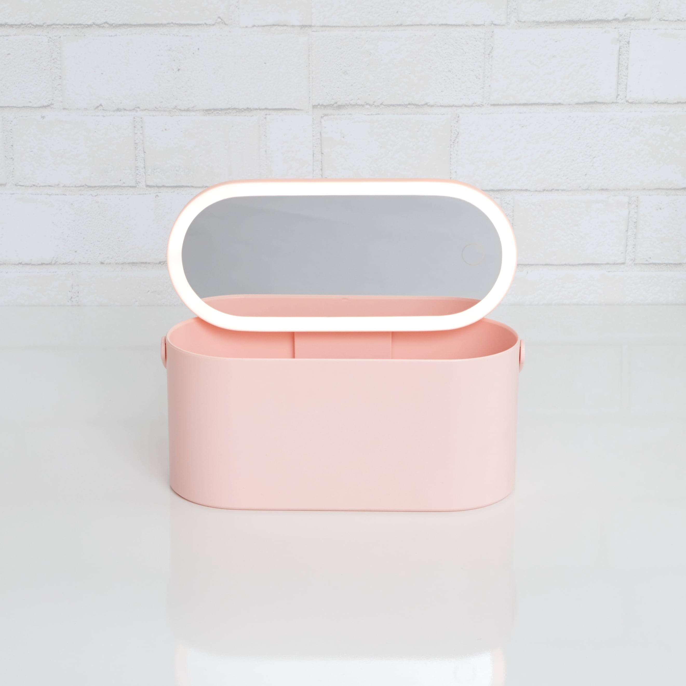 Thinkspace Beauty Storage Organizer with LED Mirror, Pink
