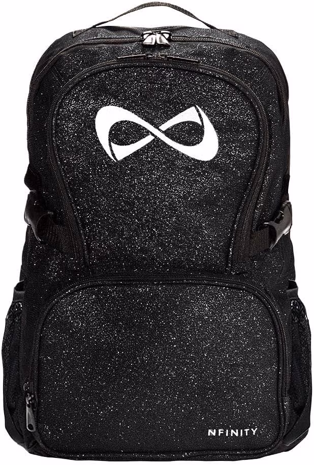 Sparkle Backpack for Cheerleaders �?Extra Durable, Ideal for Travel, Outings Adventures Adjustable Comfort Straps(Black/White Logo)