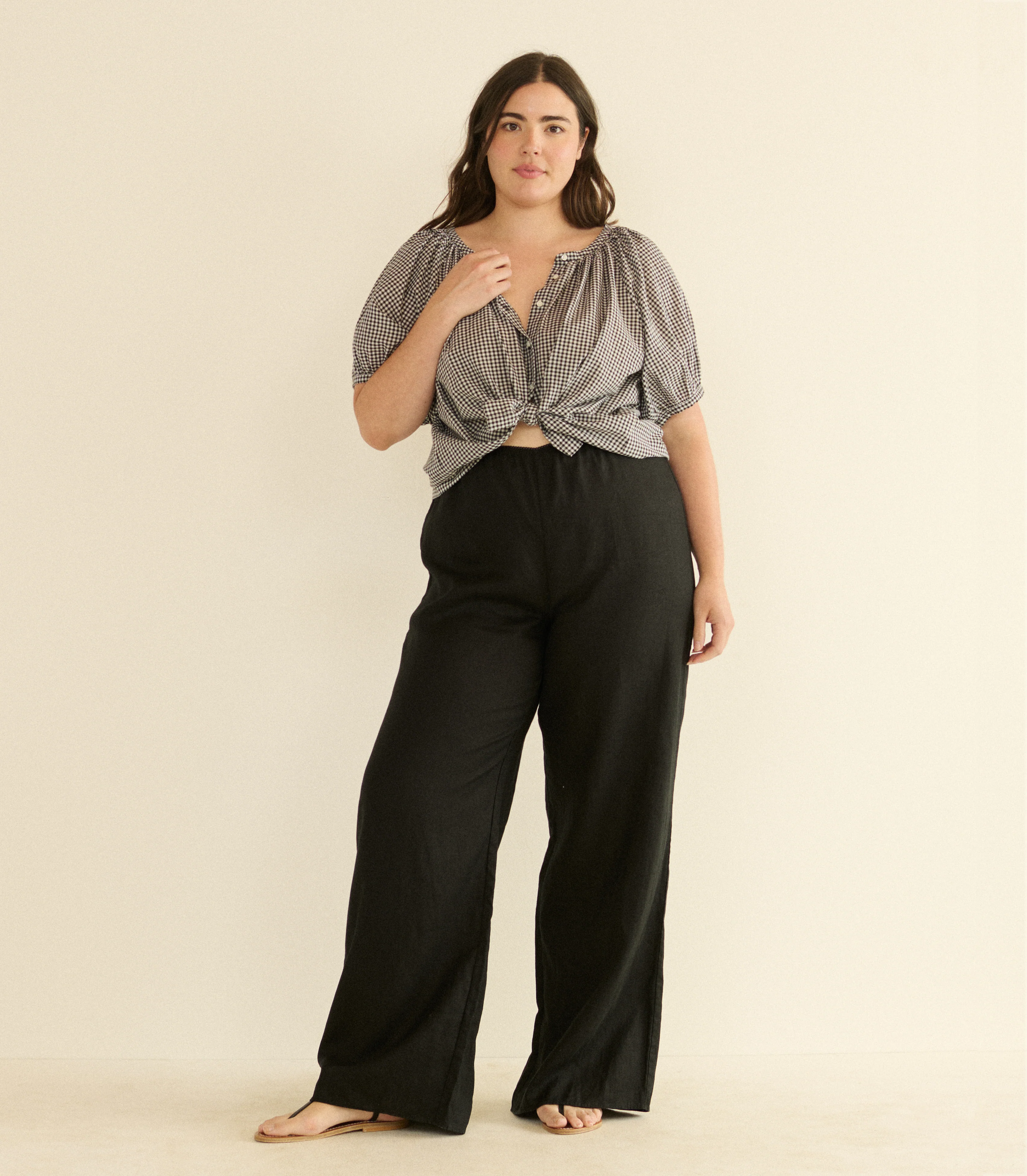 LAVON LINEN PANT -- BLACK