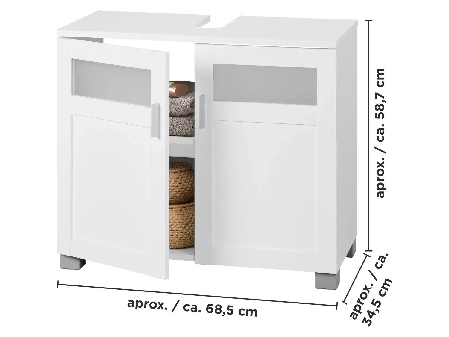 LIVARNO Meuble sous-vasque Basel, 68,5 x 58,7 x 34,5 cm, blanc