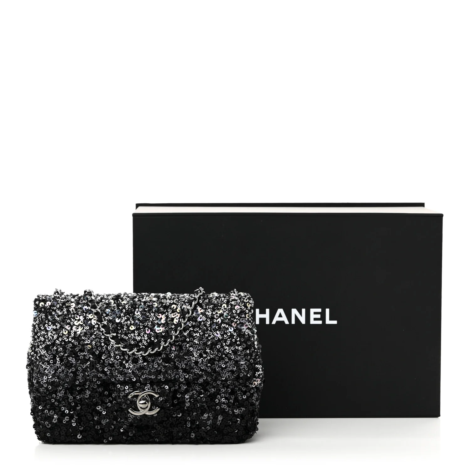 Shaded Sequins Mini Flap Black