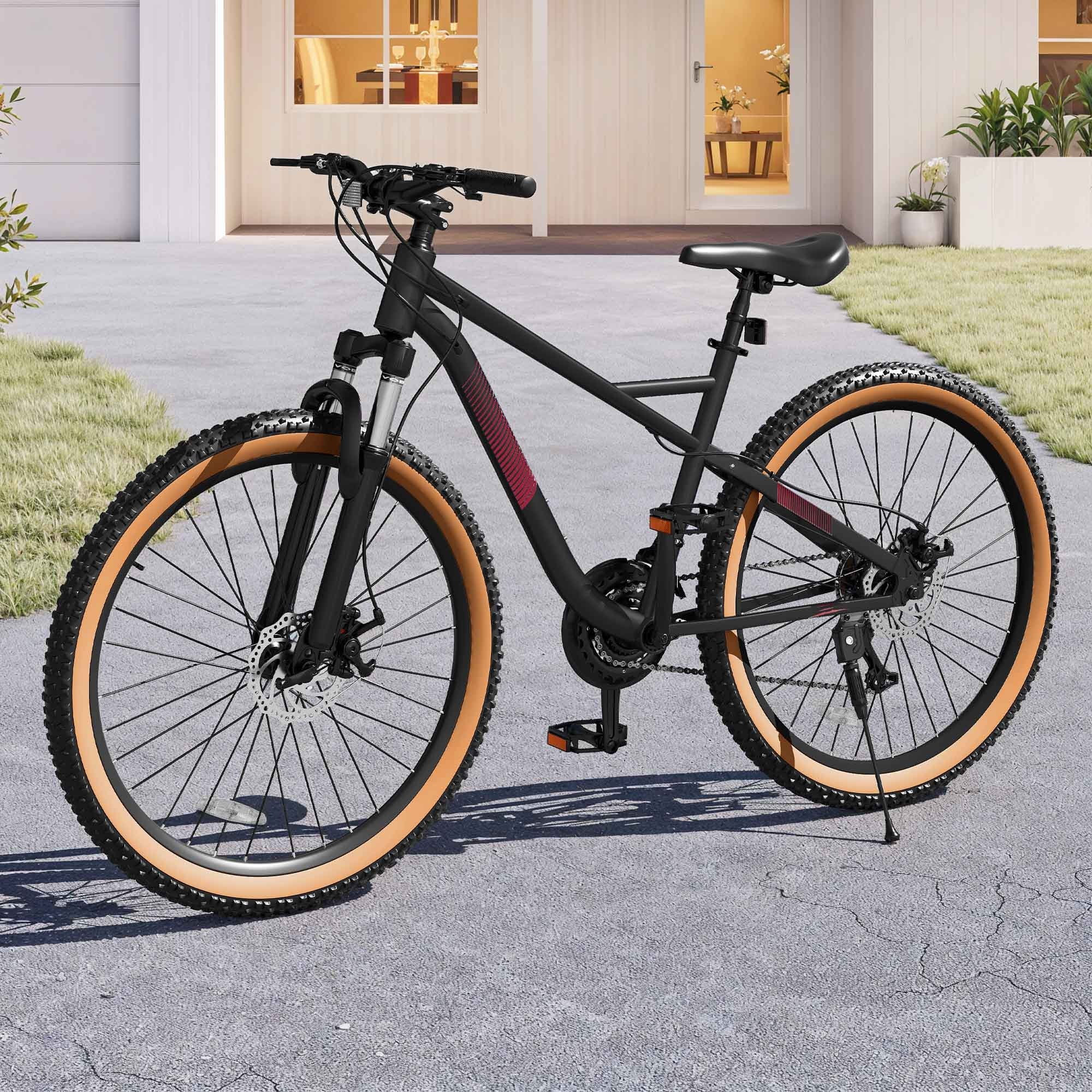 Uforic 26'' Mountain Bike for Men & Women, 21-Speed MTB for Adults, Dual Disc Brakes, Aluminum Frame, Black