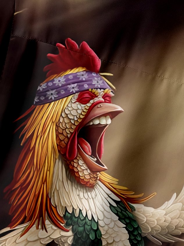 Chemises décontractées à manches courtes avec poche poitrine et motif coq