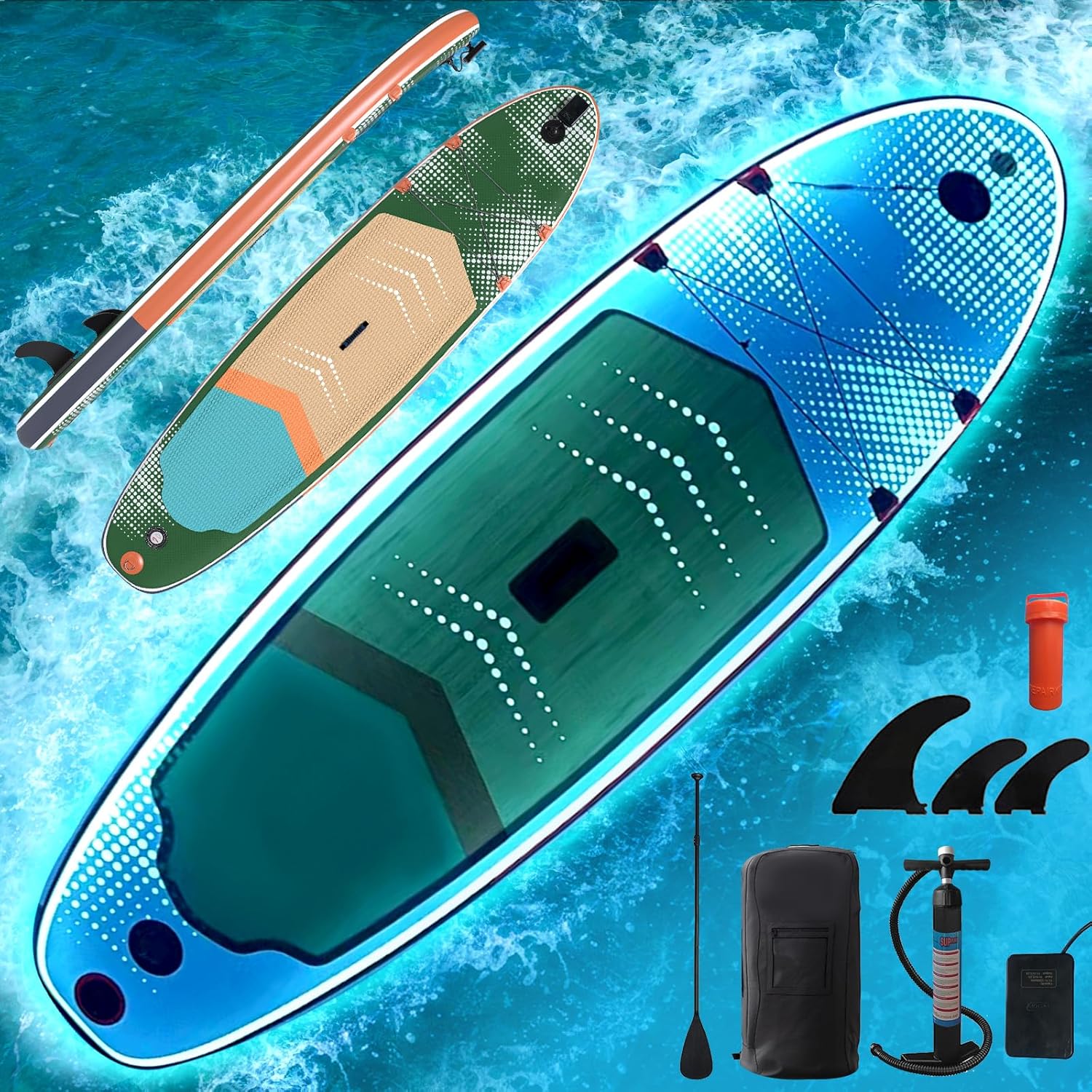 AECOJOY Inflatable 10.5' Stand Up Paddle Board with Strapped Seat, Premium SUP Board Kit