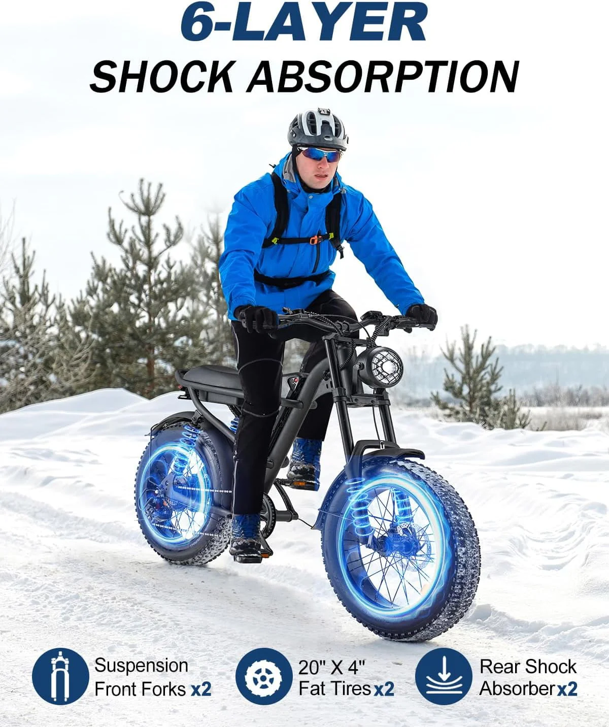 Riding'Times Z8 Snow Electric Bike for Adults, 1500W Motor, 20
