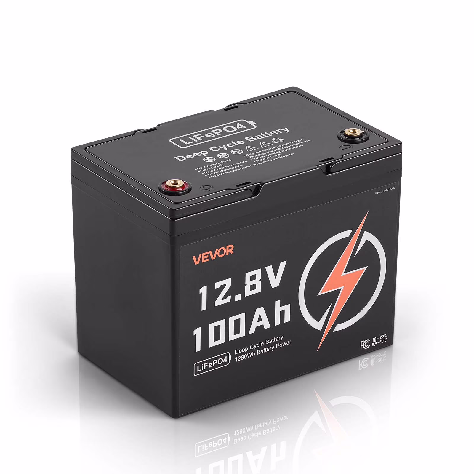VEVOR 12V 100ah LiFePO4 Battery, up to 15000 Cycles, Deep Cycle Lithium Iron Phosphate Battery with Built - in BMS, Low Temperature Protection, 10 Years Lifetime, for Solar Off - Grid Home Energy Storage