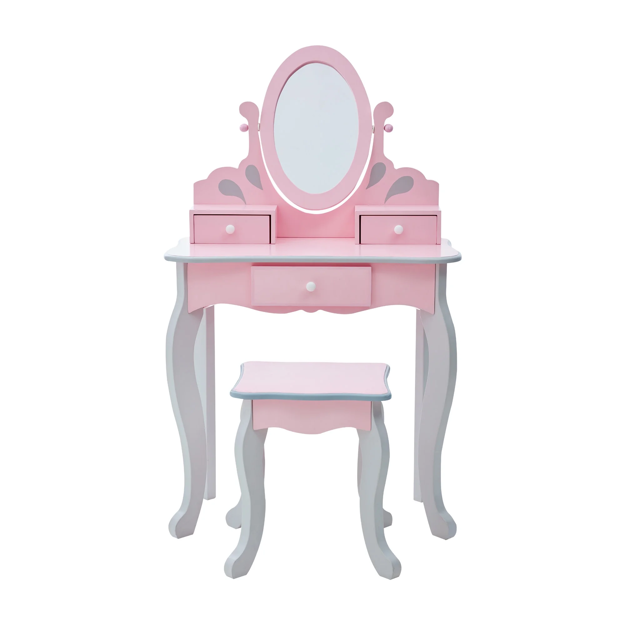 Fantasy Fields Kids Vanity Table and Stool Set with Castle Design, Pink