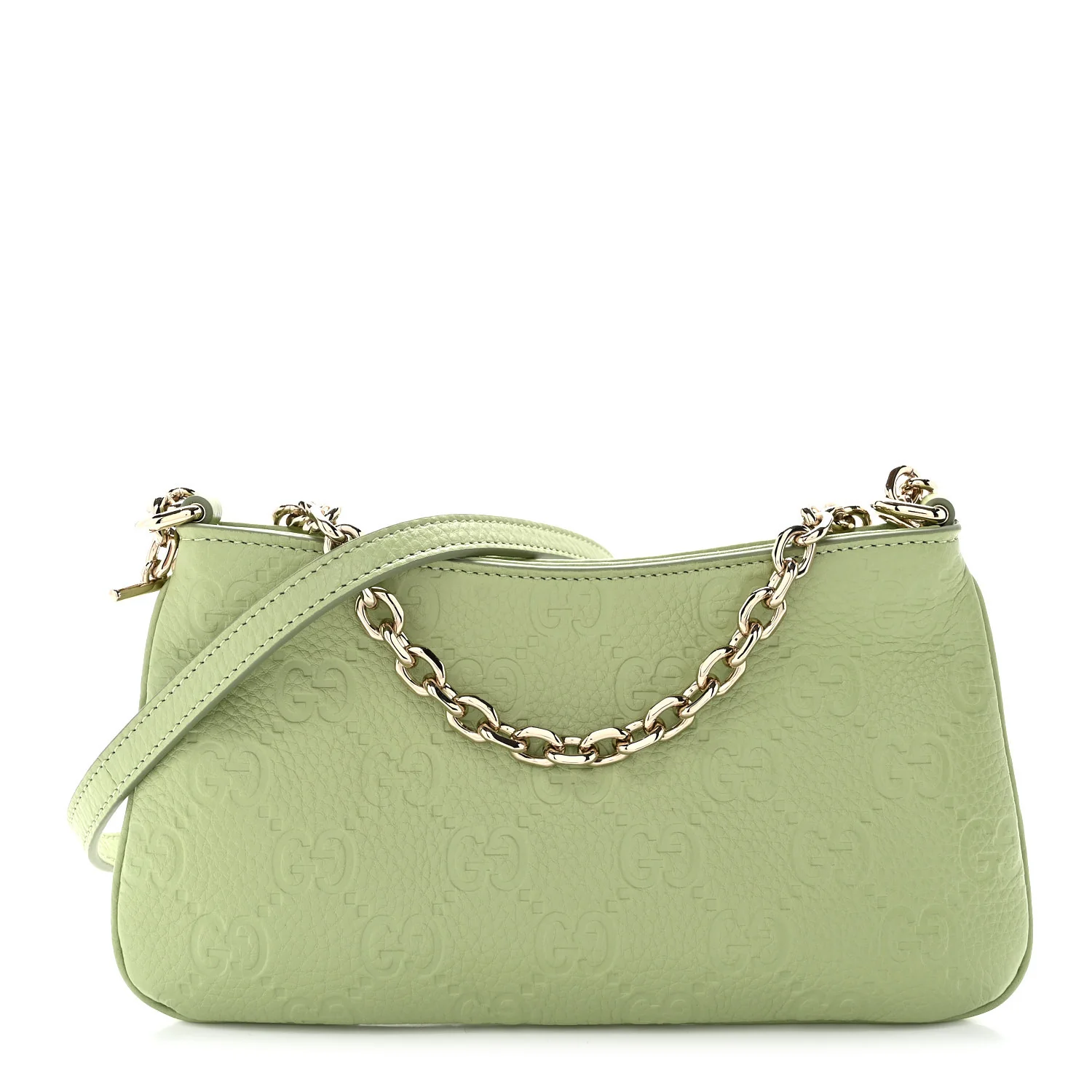 GG Grainy Calfskin Emblem Super Mini Shoulder Bag Sage Leaf