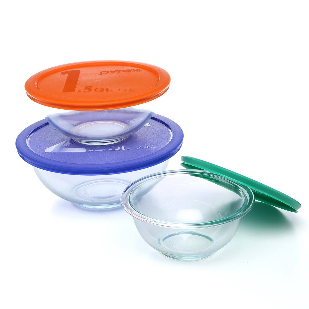 Pyrex Smart Essentials 6-Piece Mixing Bowl Set, Assorted