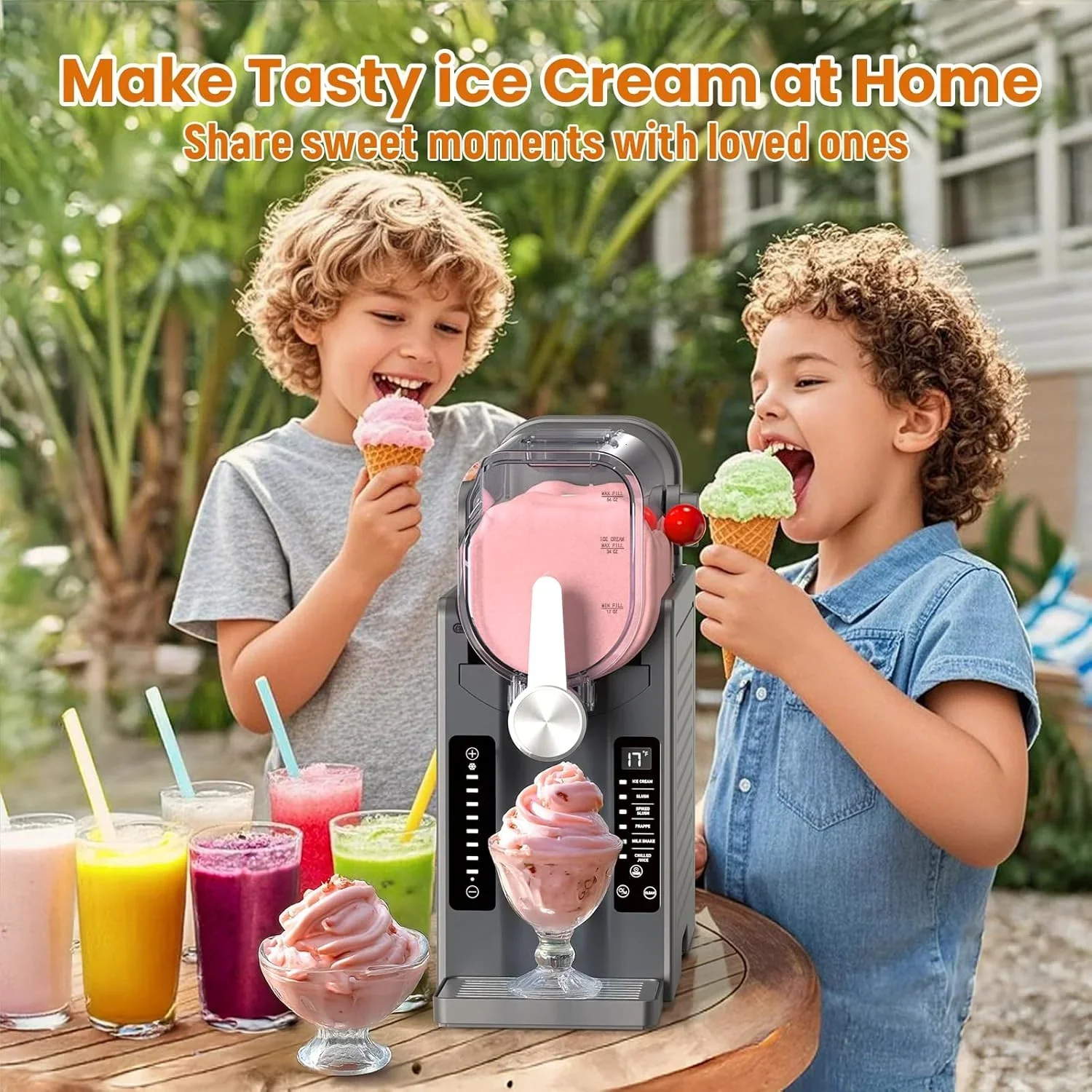 Machine à granita professionnelle pour boissons glacées, sans glace, avec écran LED