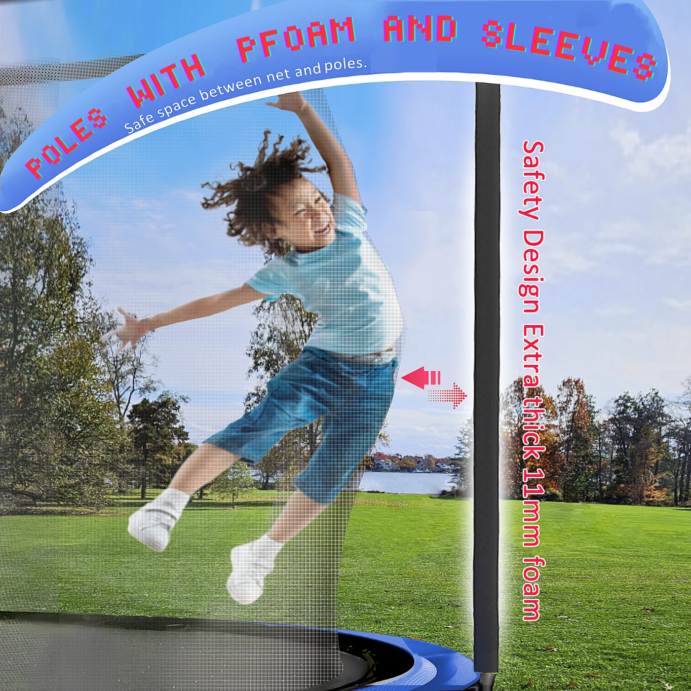 Fiziti Trampoline with Basketball Hoop & Enclosure, 2000 lb 12FT 14FT 16FT Trampoline for 6 - 8 Kids and Adults, Outdoor Backyard Trampoline with Light, Hose, Ladder, Socks