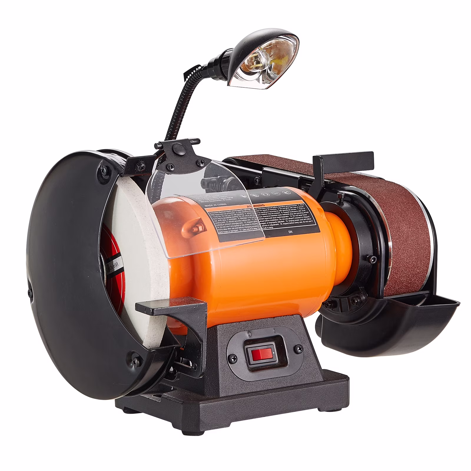 KFFKFF 8 Bench Grinder & 2x28 Belt Sander Combination, Equipped with 2.5A Induction Motor for Metal Sharpening and Grinding