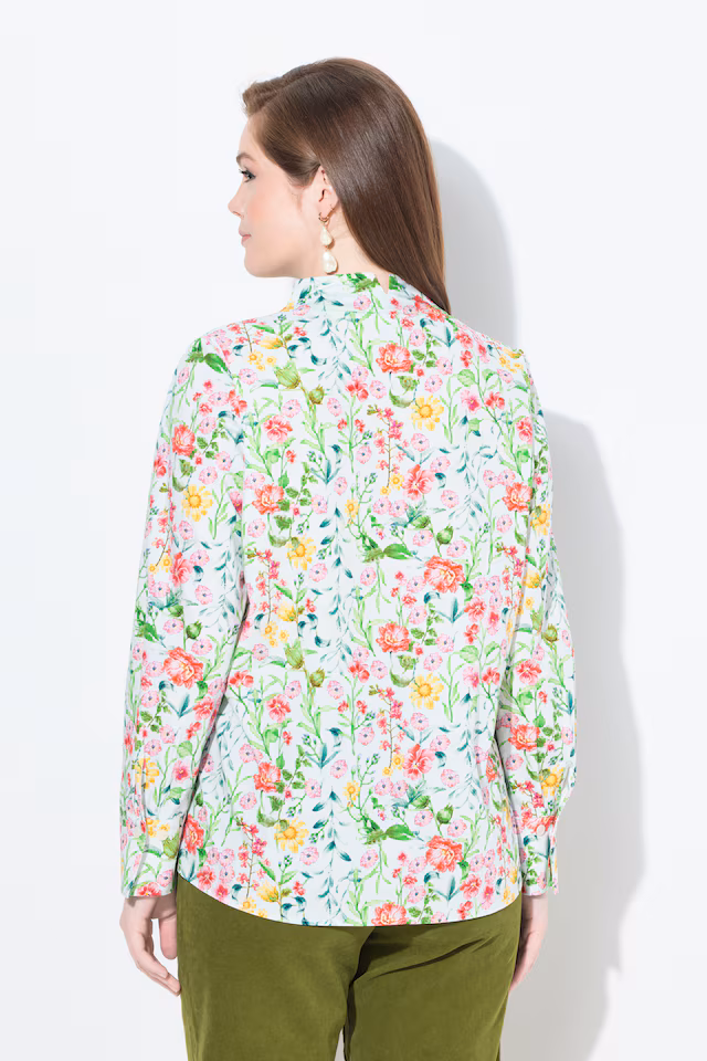 Floral Goblet Collar Button Down Blouse