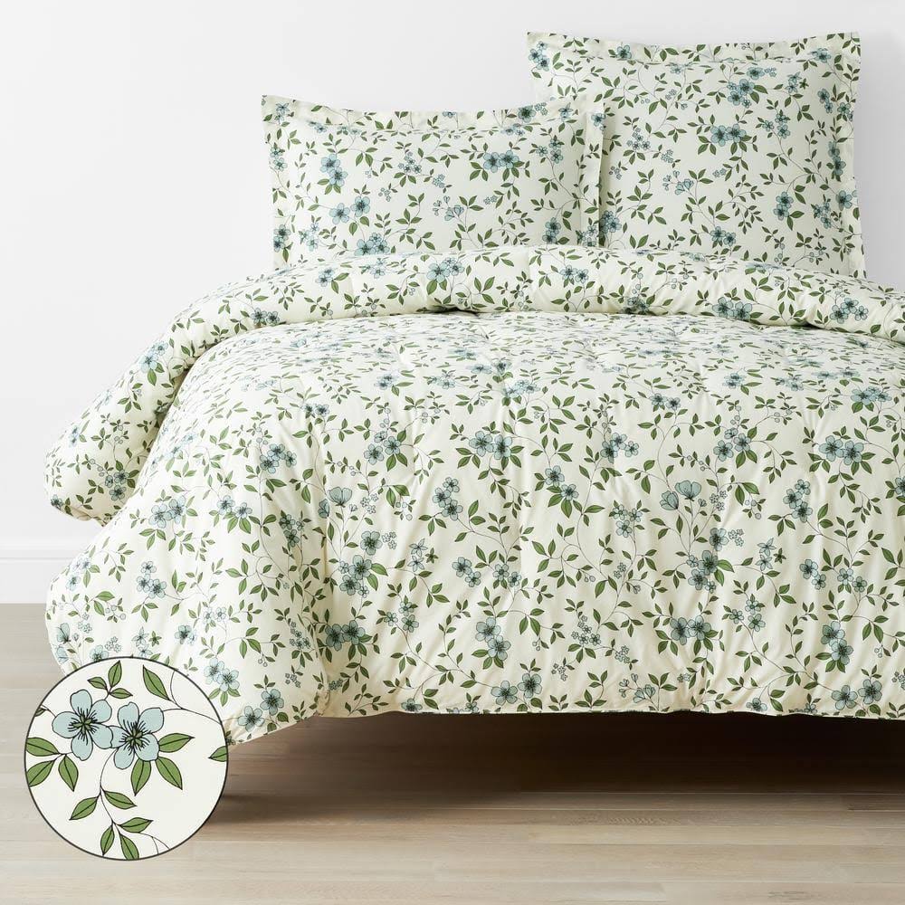 The Company Store Company Cotton Remi Ditsy Floral Green Queen Cotton Percale Comforter