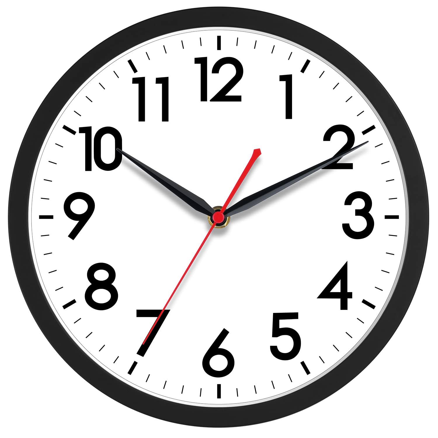 AKCISOT Wall Clock 10 inch Silent Non-Ticking Modern Wall Clocks Battery Operated - Analog Small Classic Clock for Office Home Bathroom Kitchen Bedroo