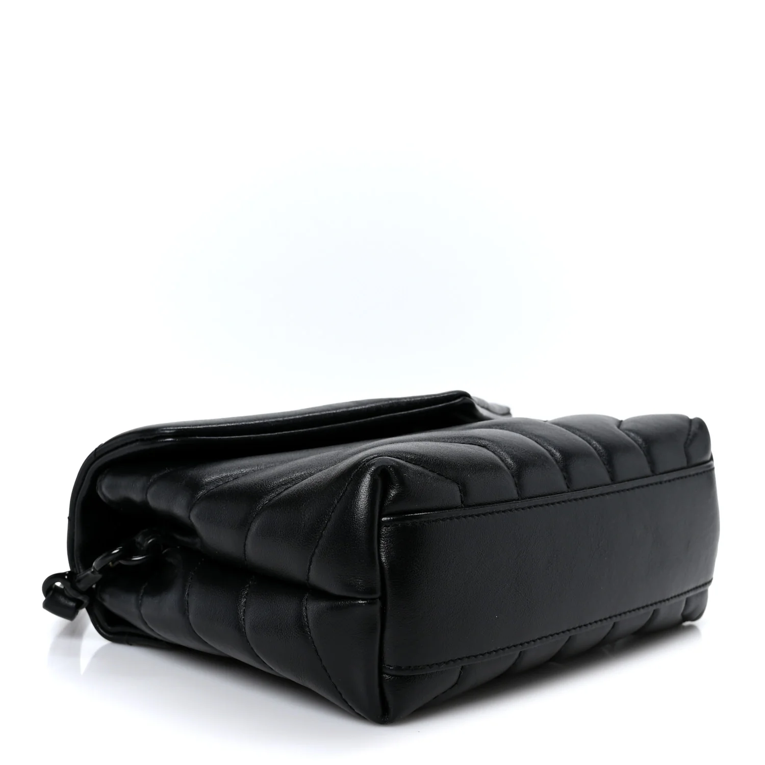 Calfskin Y Quilted Monogram Monochrome Toy Loulou Crossbody Bag Black