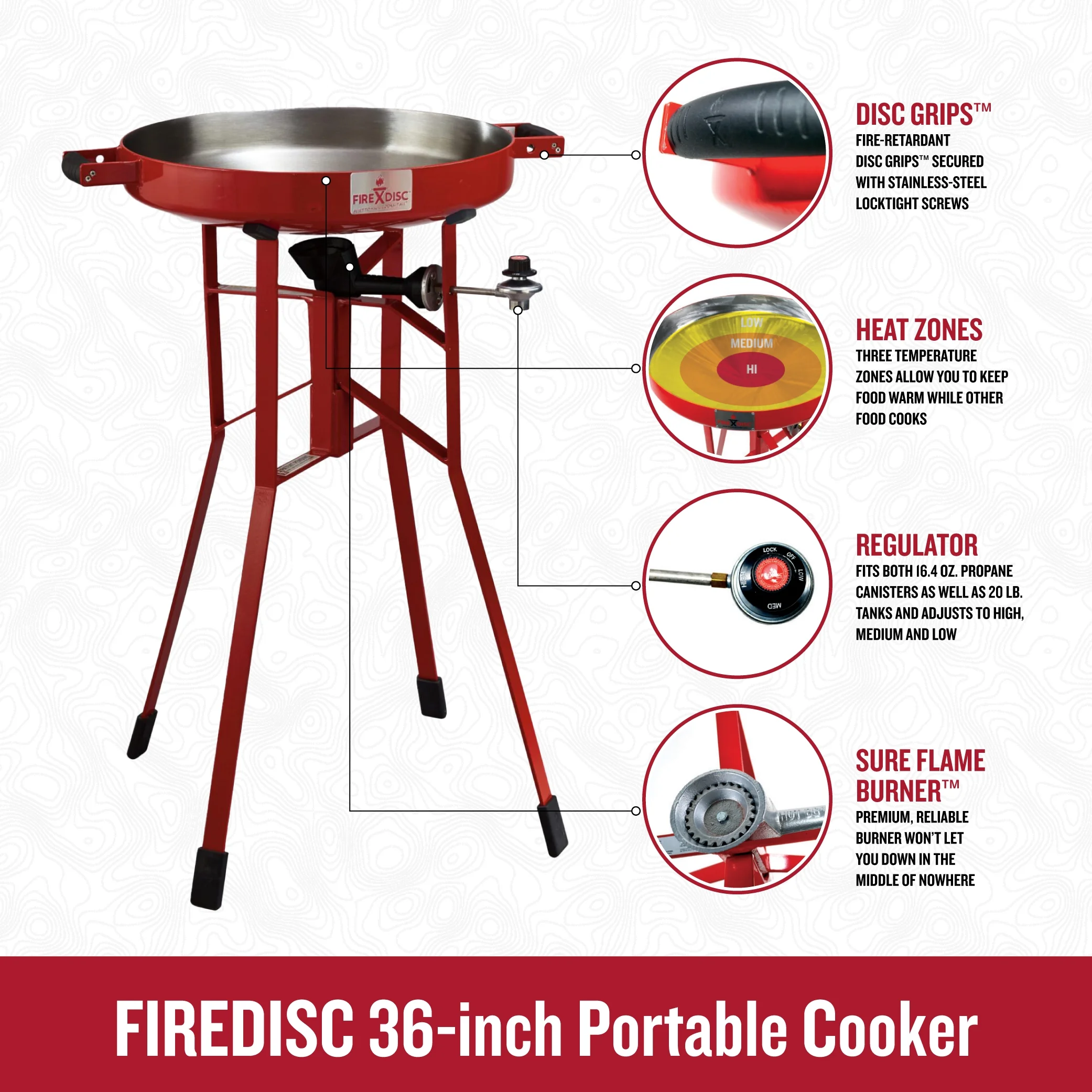 Original 380 Tall Outdoor Portable Propane Cooker in Fireman Red(FIREMAN RED) - Image 4