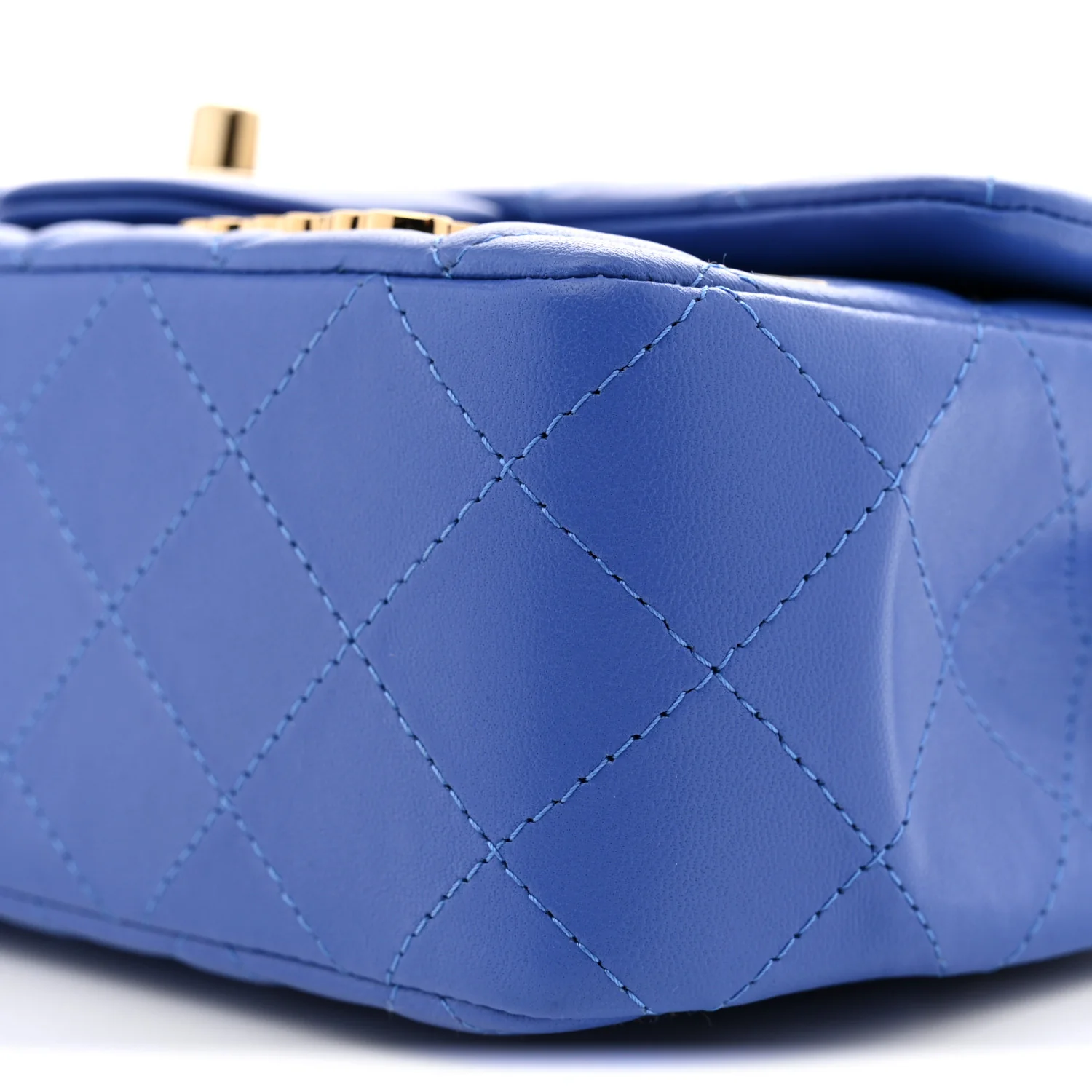 Lambskin Quilted Mini Hollywood Charms Rectangular Flap Blue