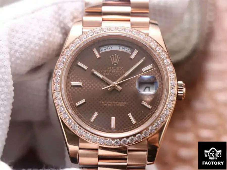 Rolex Day Date M228345RBR-0005 EW Factory Diamond-Set Bezel
