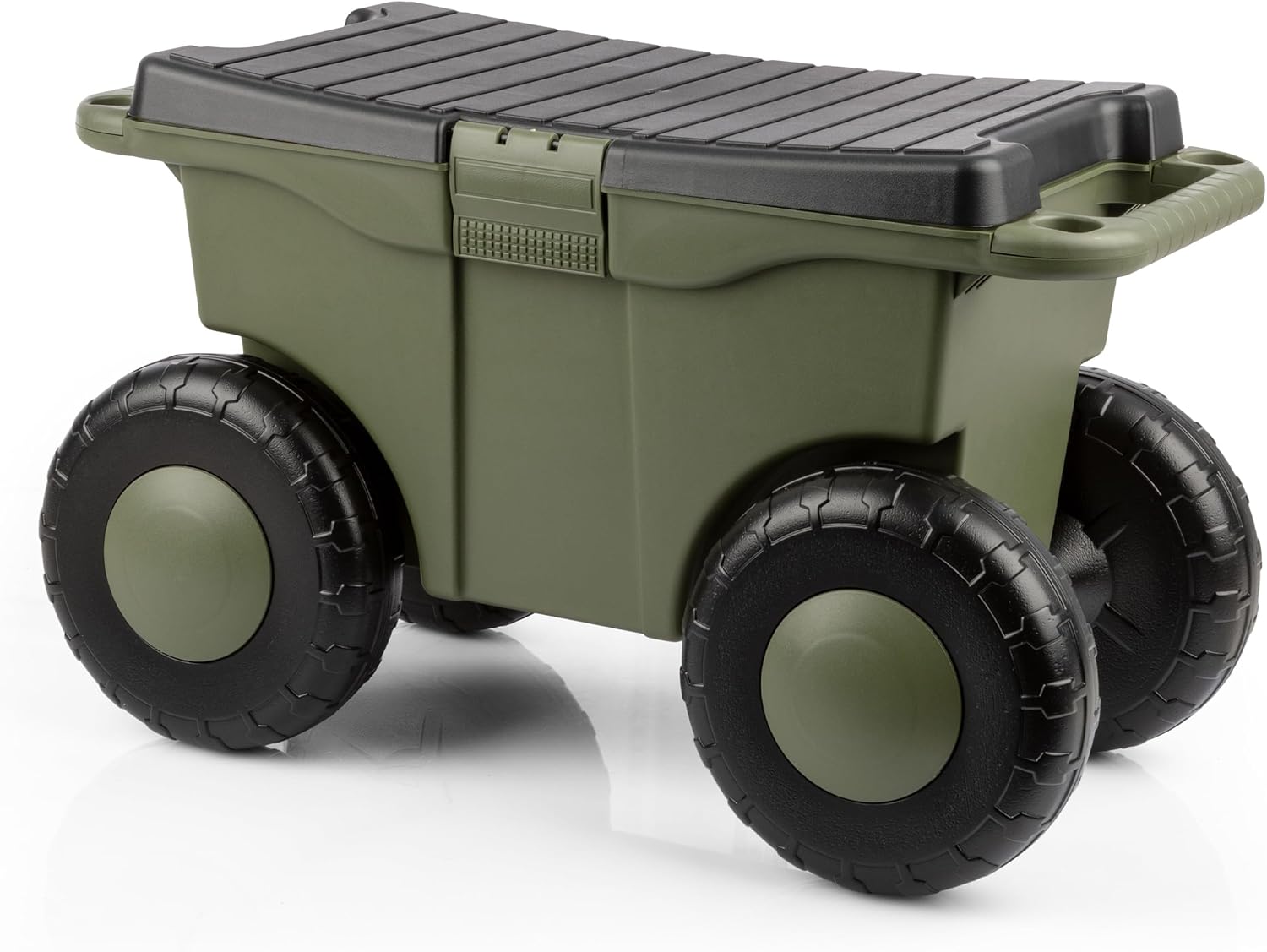 Pure Garden Rolling Garden Cart with Seat, Green