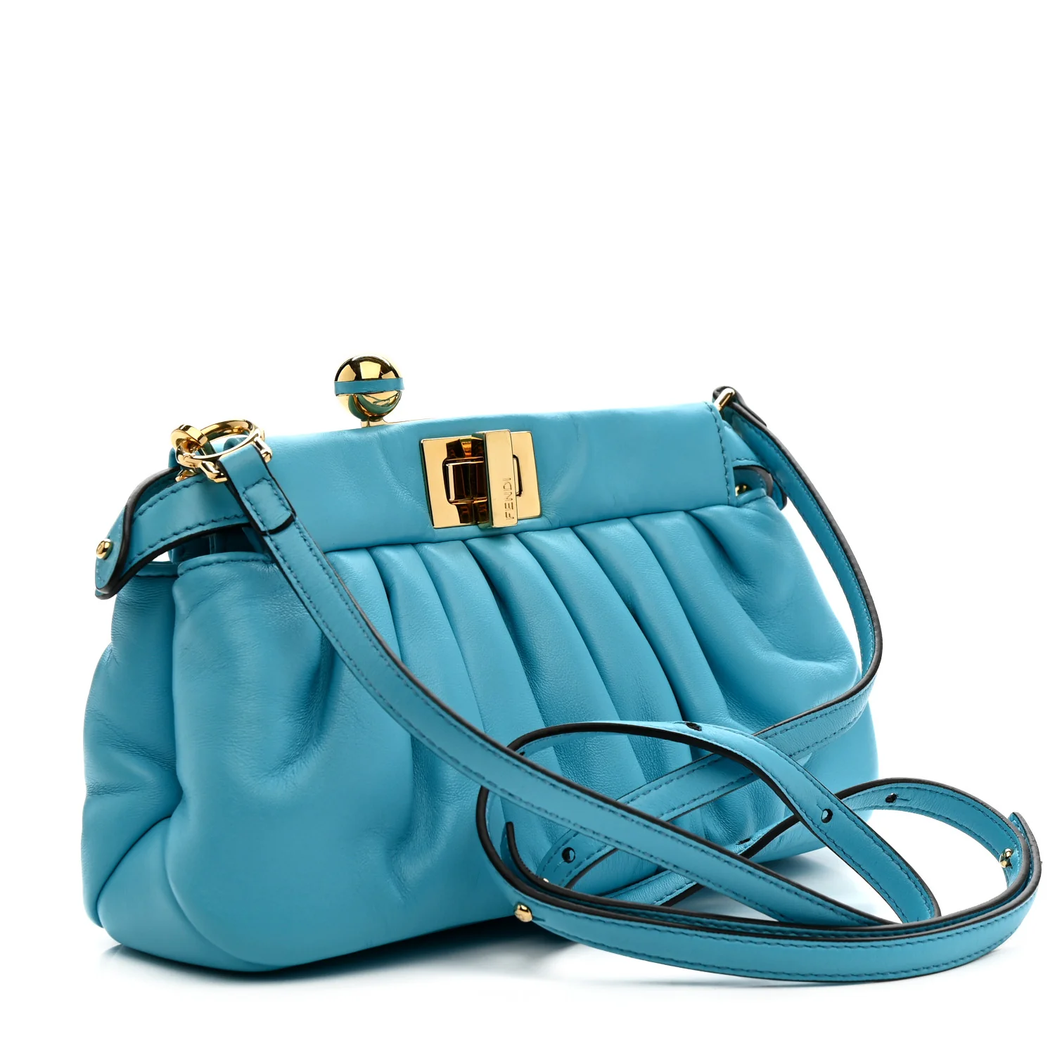 Shiny Nappa Small Peekaboo Click Bag Pool