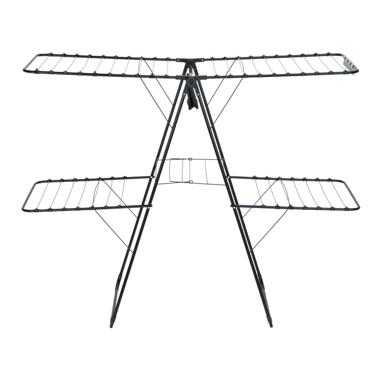 Étendoir à linge 2 niveaux 31m d'étendage métal noir 160x60xH127cm