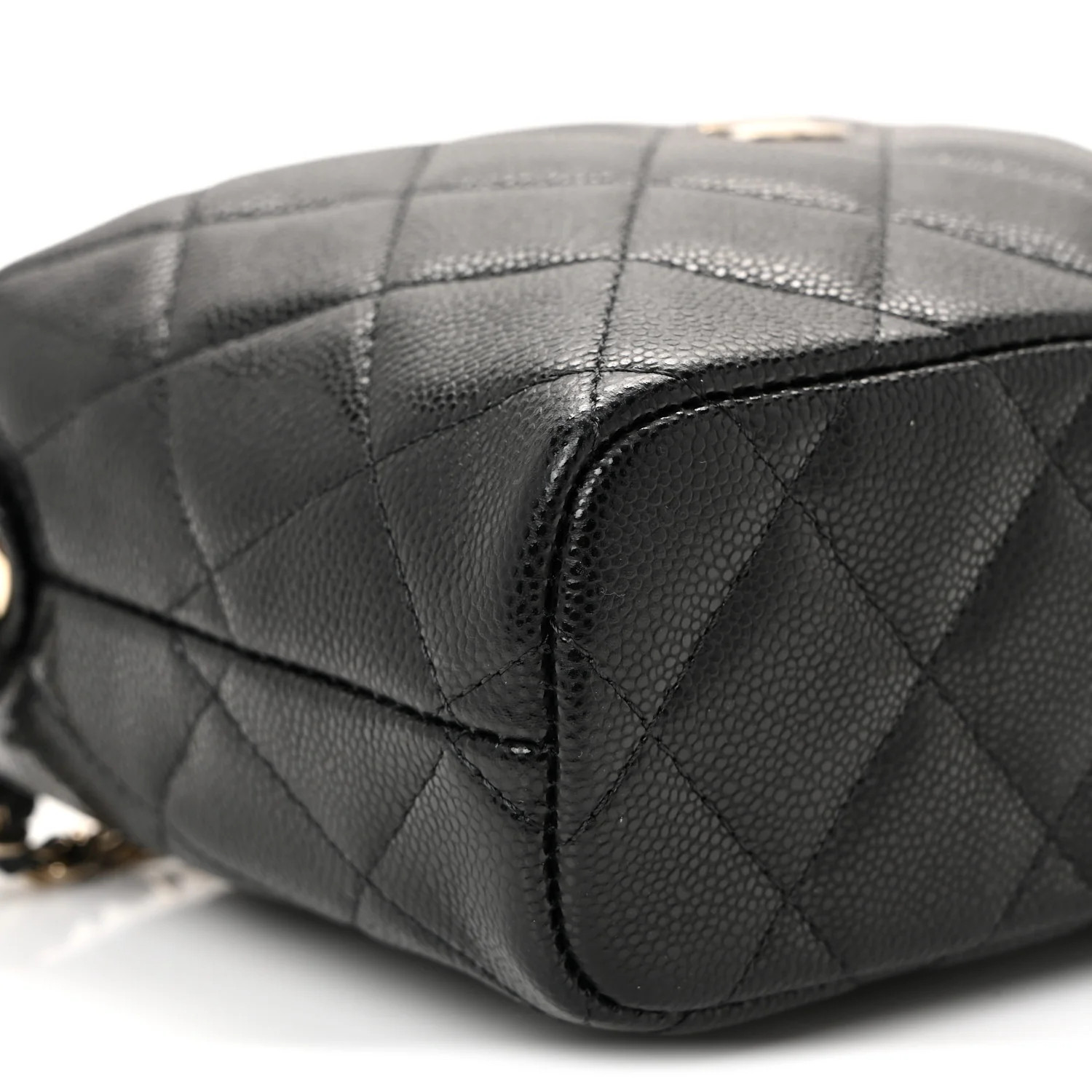 Caviar Quilted Hobo Clutch With Chain  Black