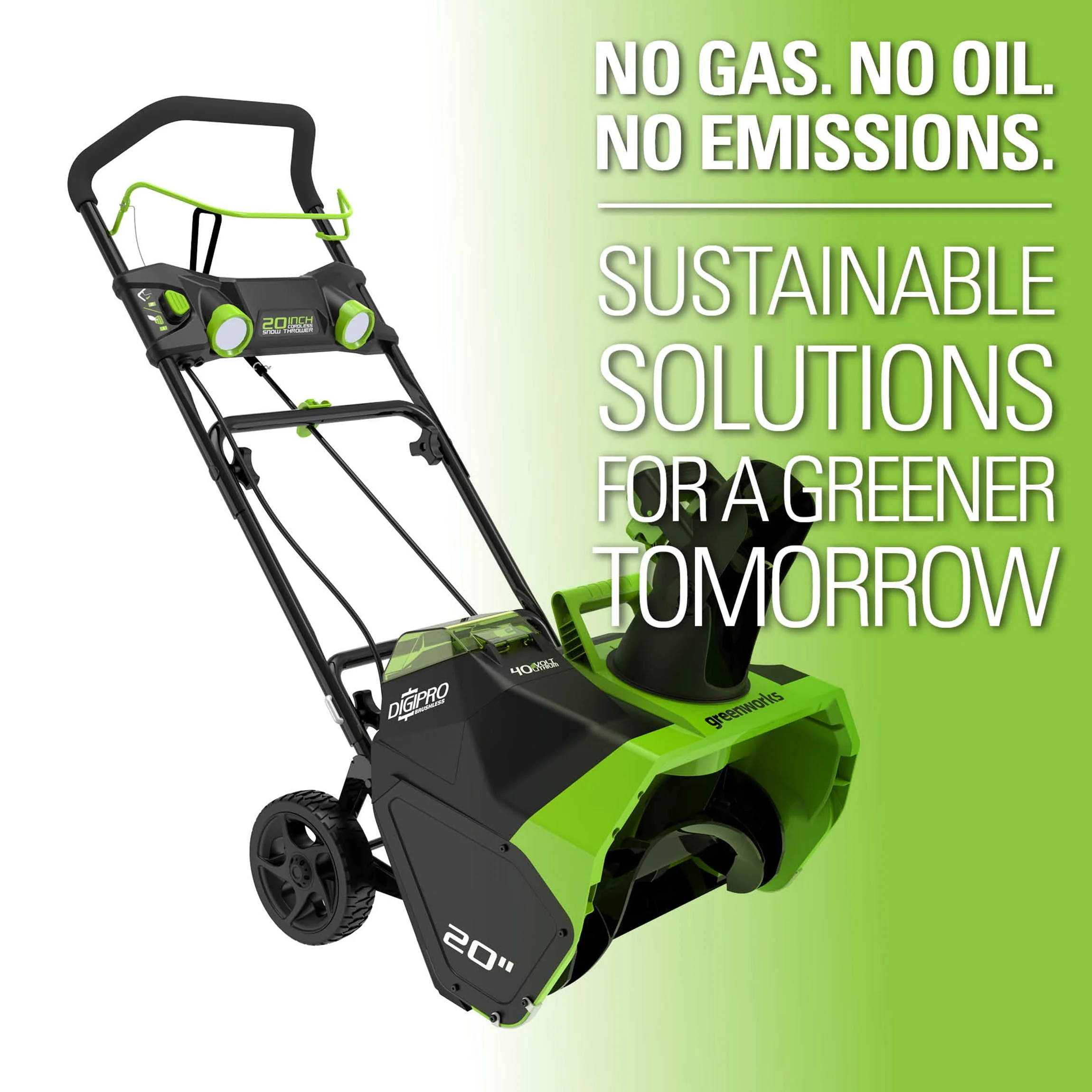 Greenworks 40V 20 inch Brushless Snow Thrower, Battery Not Included, 2601102 Image 10