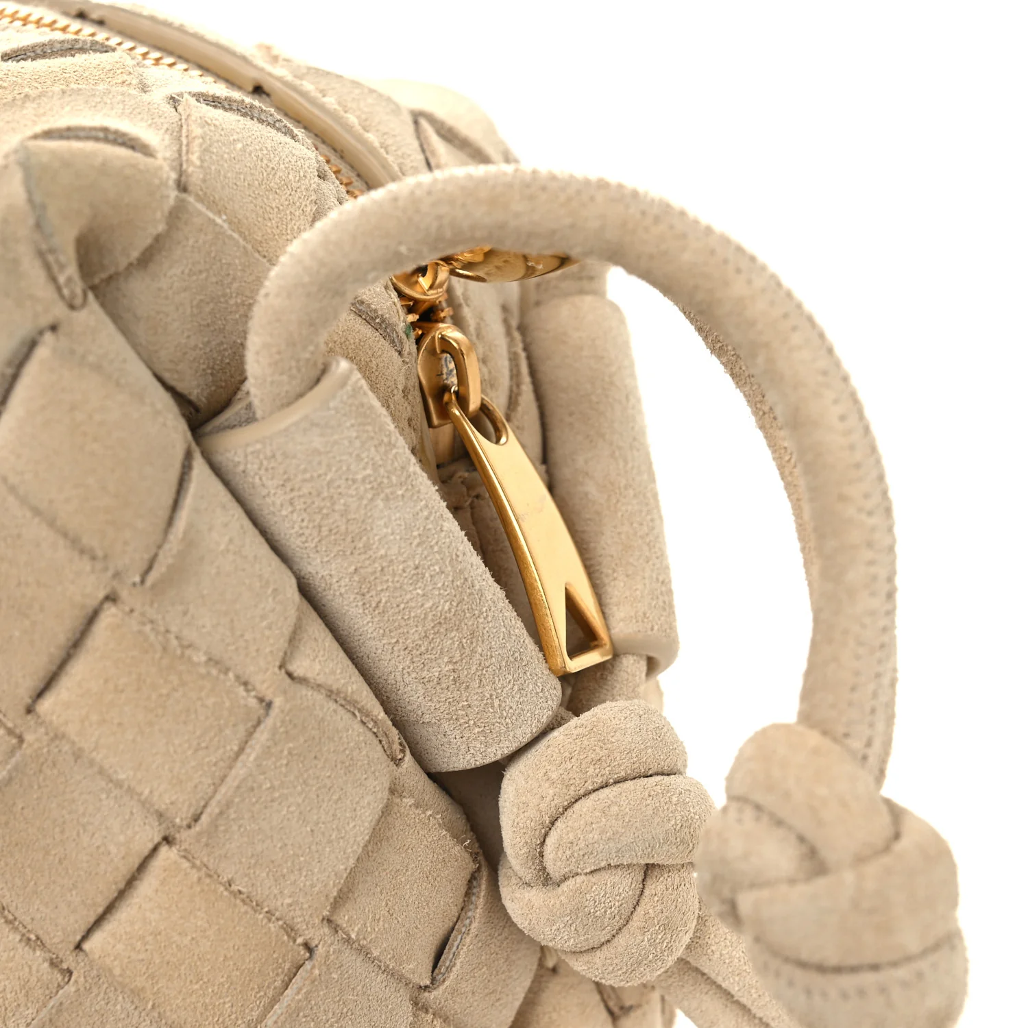 Suede Intrecciato Small Loop Camera Bag Sand