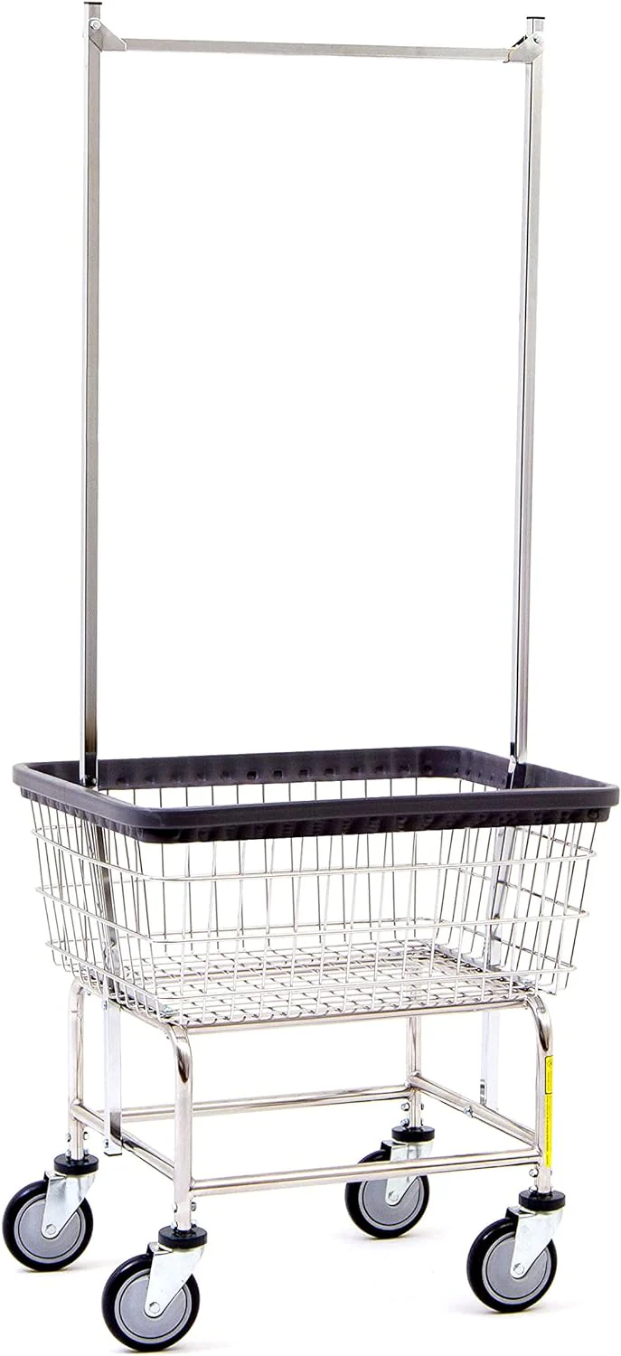 Chariot à linge robuste en fil métallique 2025 avec double tringle