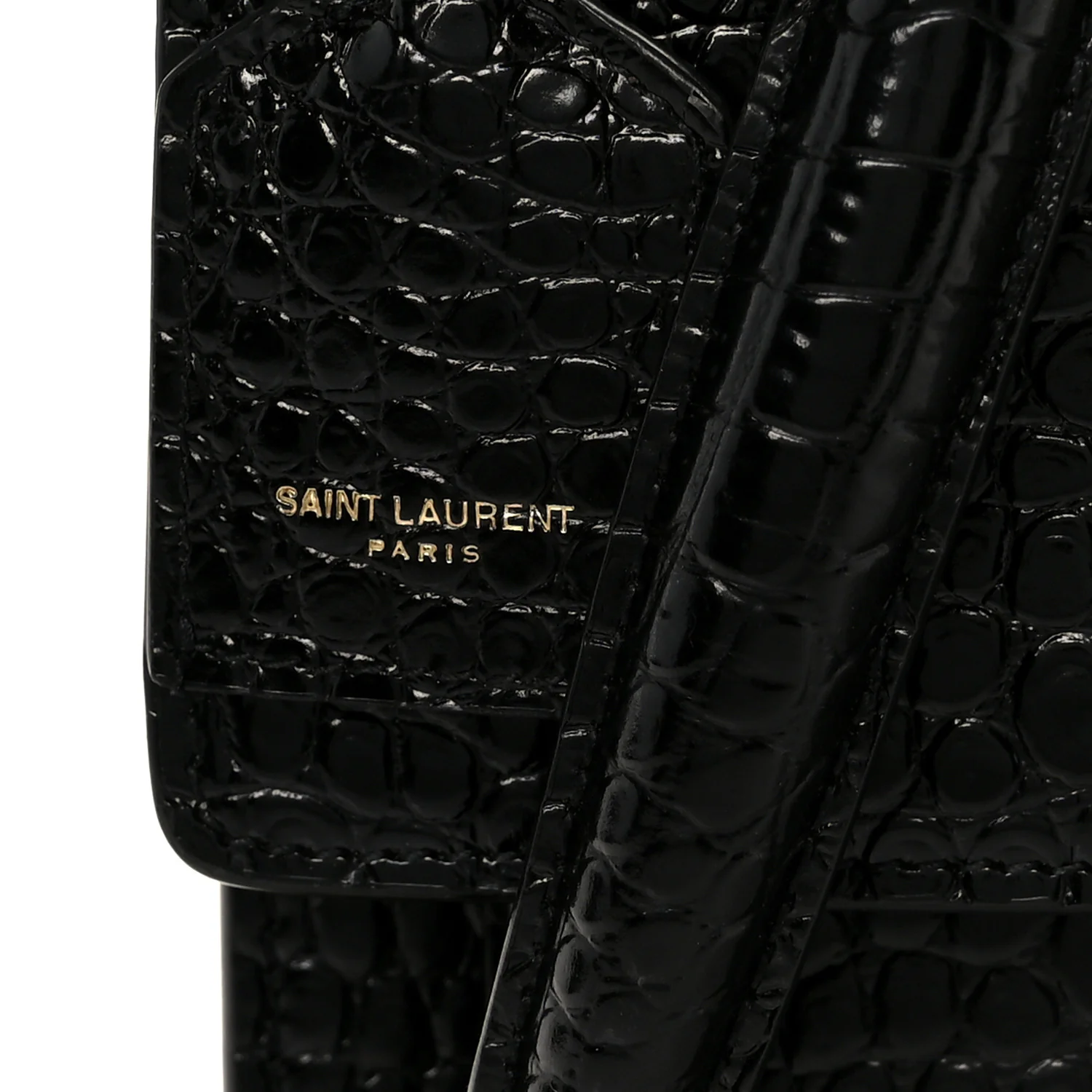 Calfskin Crocodile Embossed Large Monogram Sunset Black