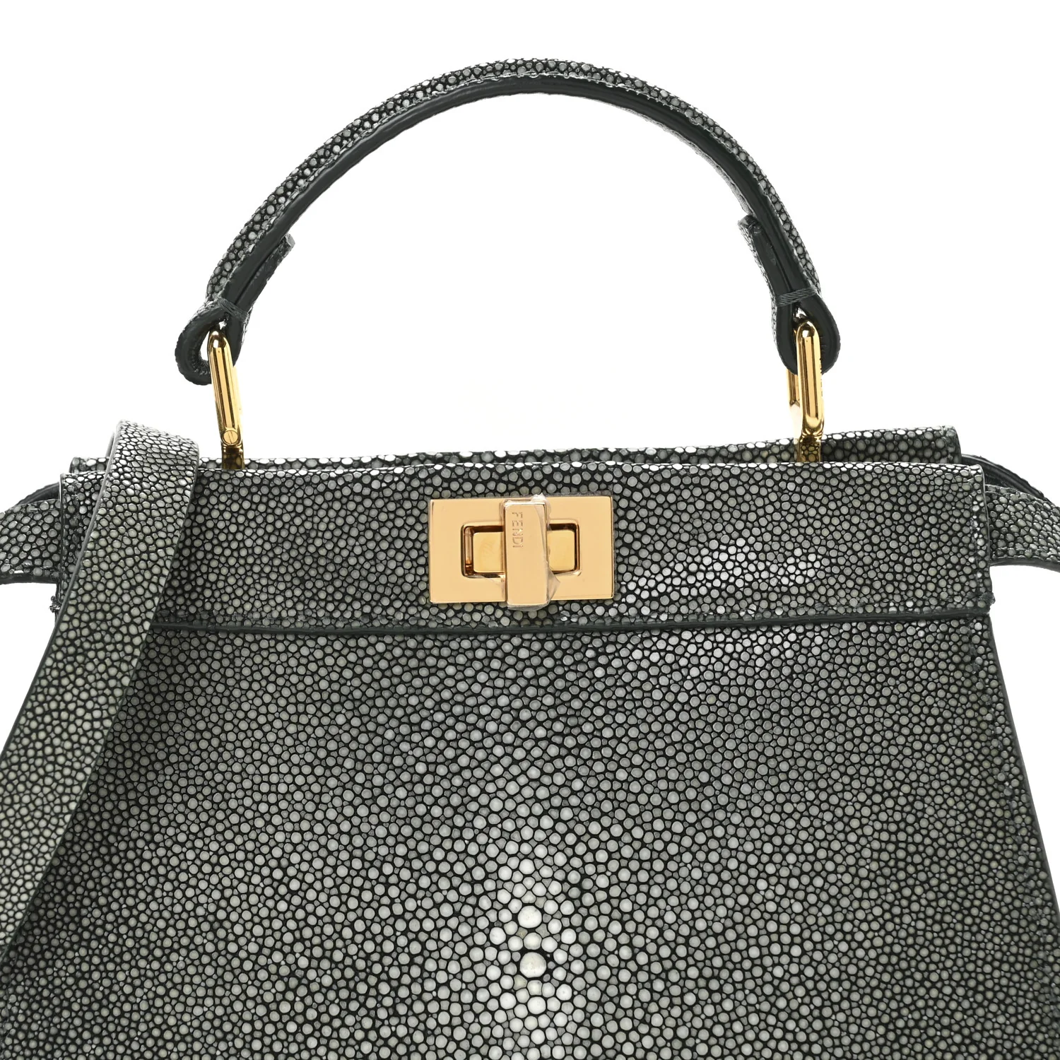 Stingray Shiny Nappa Petite Peekaboo I SEE U Satchel Verde Inglese