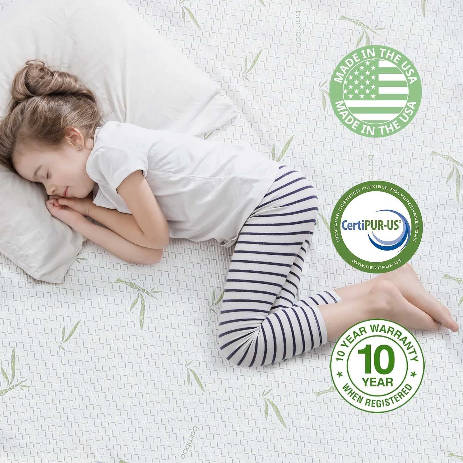 6 in Twin Mattress in a Box, Memory Foam Mattress with Bamboo Cover, Made in USA
