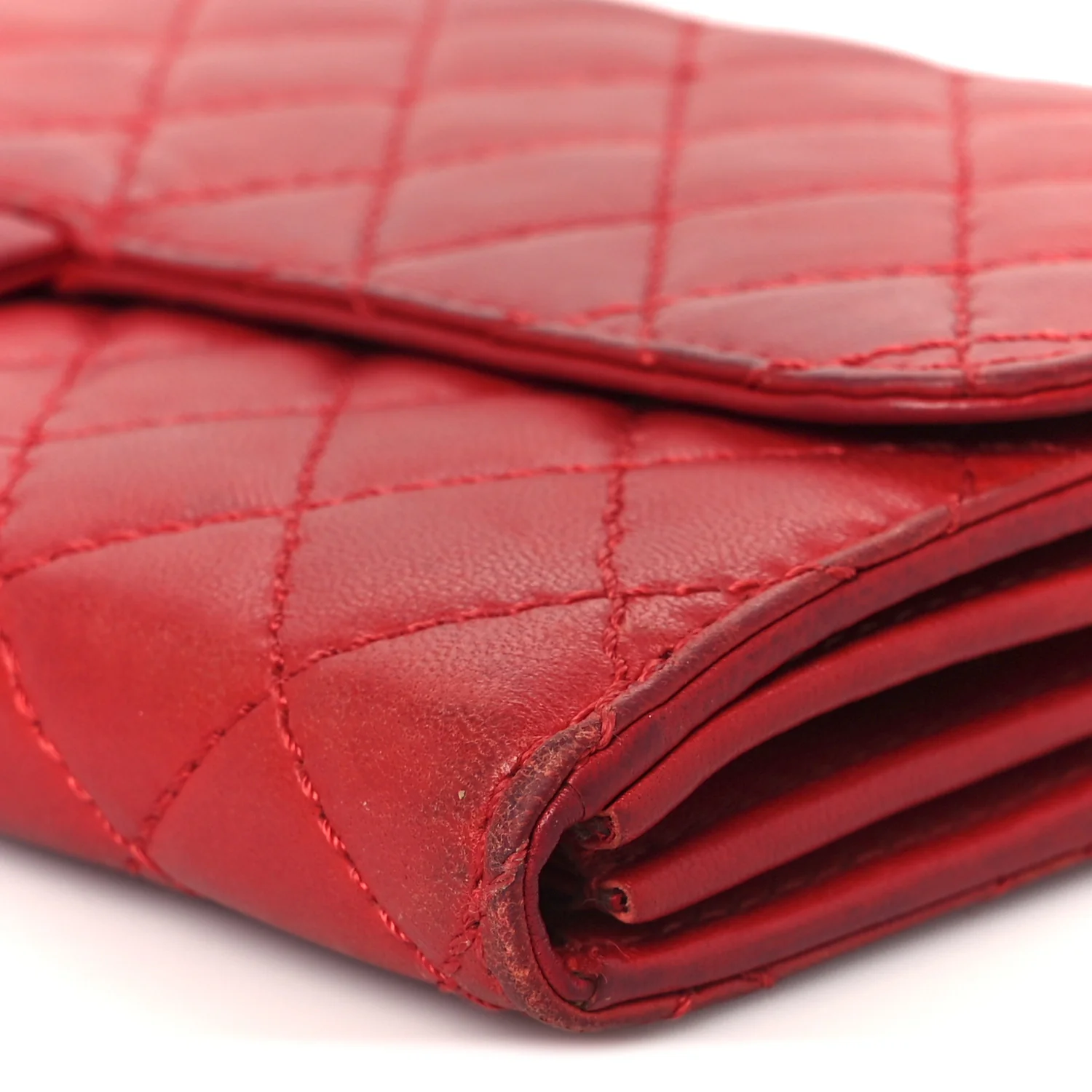 Lambskin Quilted Chain Clutch Flap Red